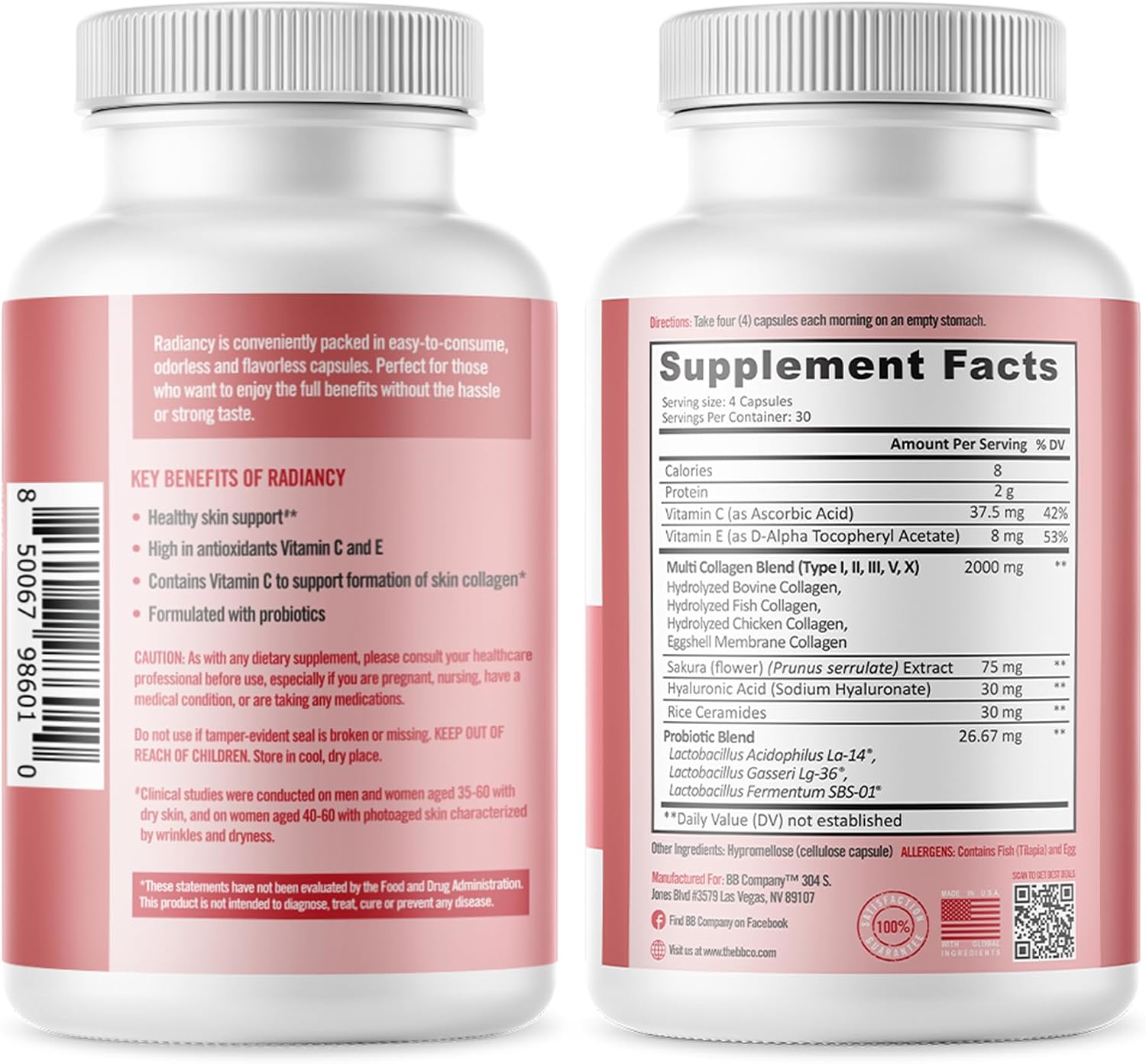 BB Company Radiancy | Vaginal Probiotics for Vaginal Dryness, pH Balance | Fights Itch, Odor | Anti-Aging | Hyaluronic Acid, Probiotics, Vitamin C