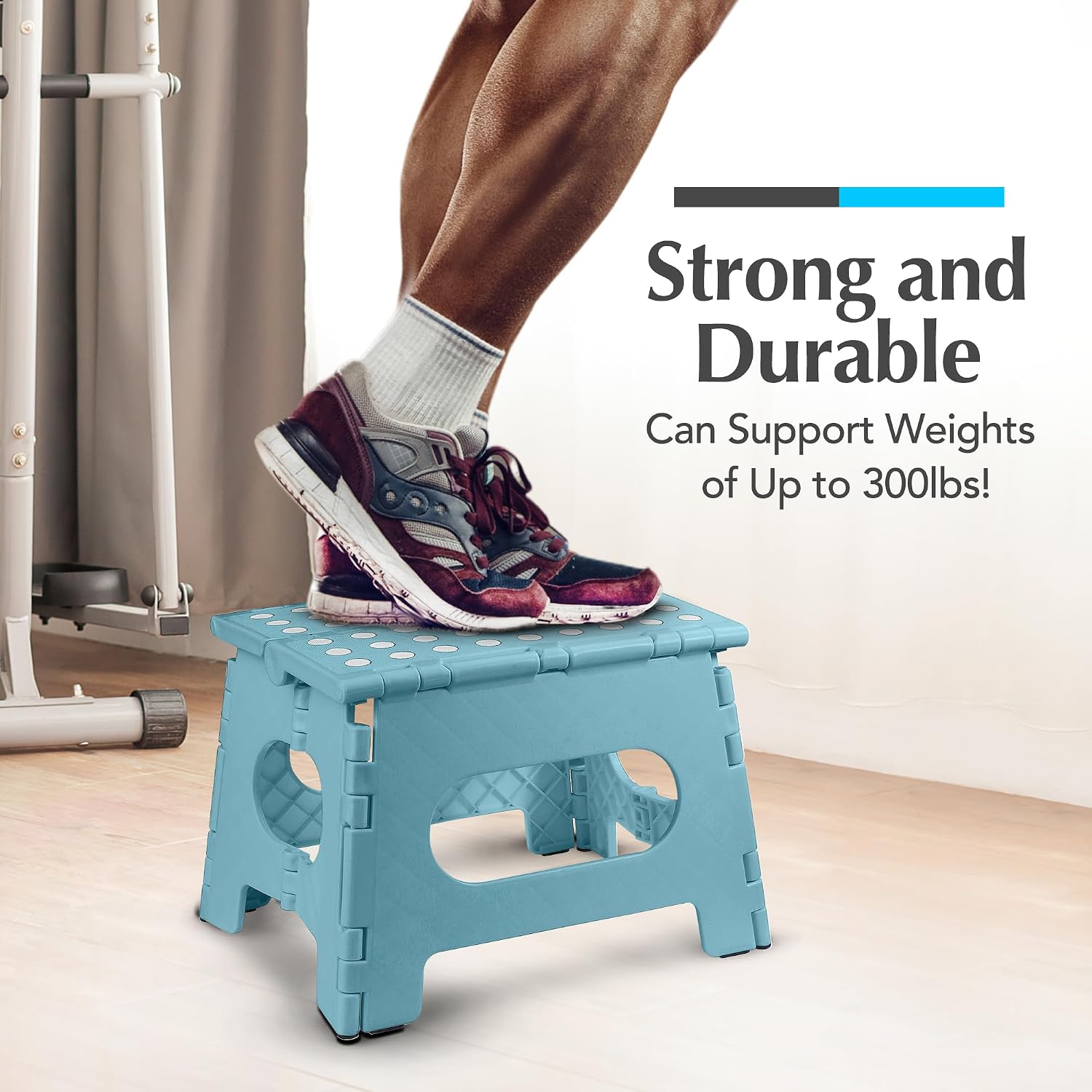 Handy Laundry Folding Step Stool 9 Inch, Black, Non-Slip Holds 300 lbs | 9 Inch, Black, Foldable Collapsible Step Stool, Non-Slip, Holds 300 lbs, Kitchen Bathroom Bedroom, Adults