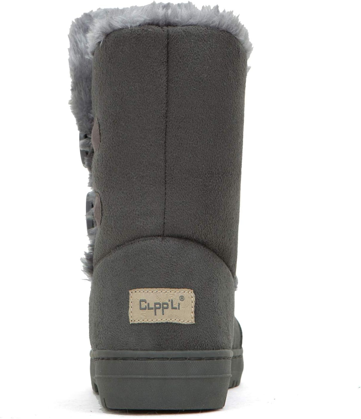 CLPP'LI Womens Twin Button Fully Fur Lined Winter Snow Boots