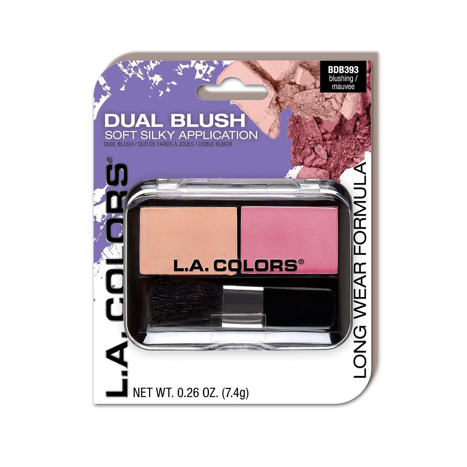 L.A. COLORS Dual Blush (carded), Plushed/Soft Rose CBDB394