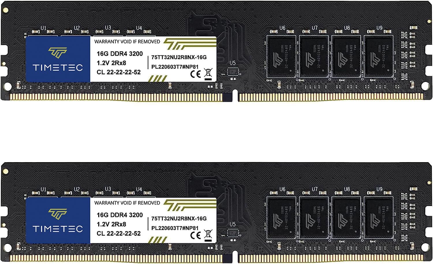 Timetec 8GB DDR4 3200MHz (PC4-3200AA) PC4-25600 UDIMM Desktop RAM – 288-Pin 1.2V CL22 Non-ECC Unbuffered DIMM Memory Module Upgrade
