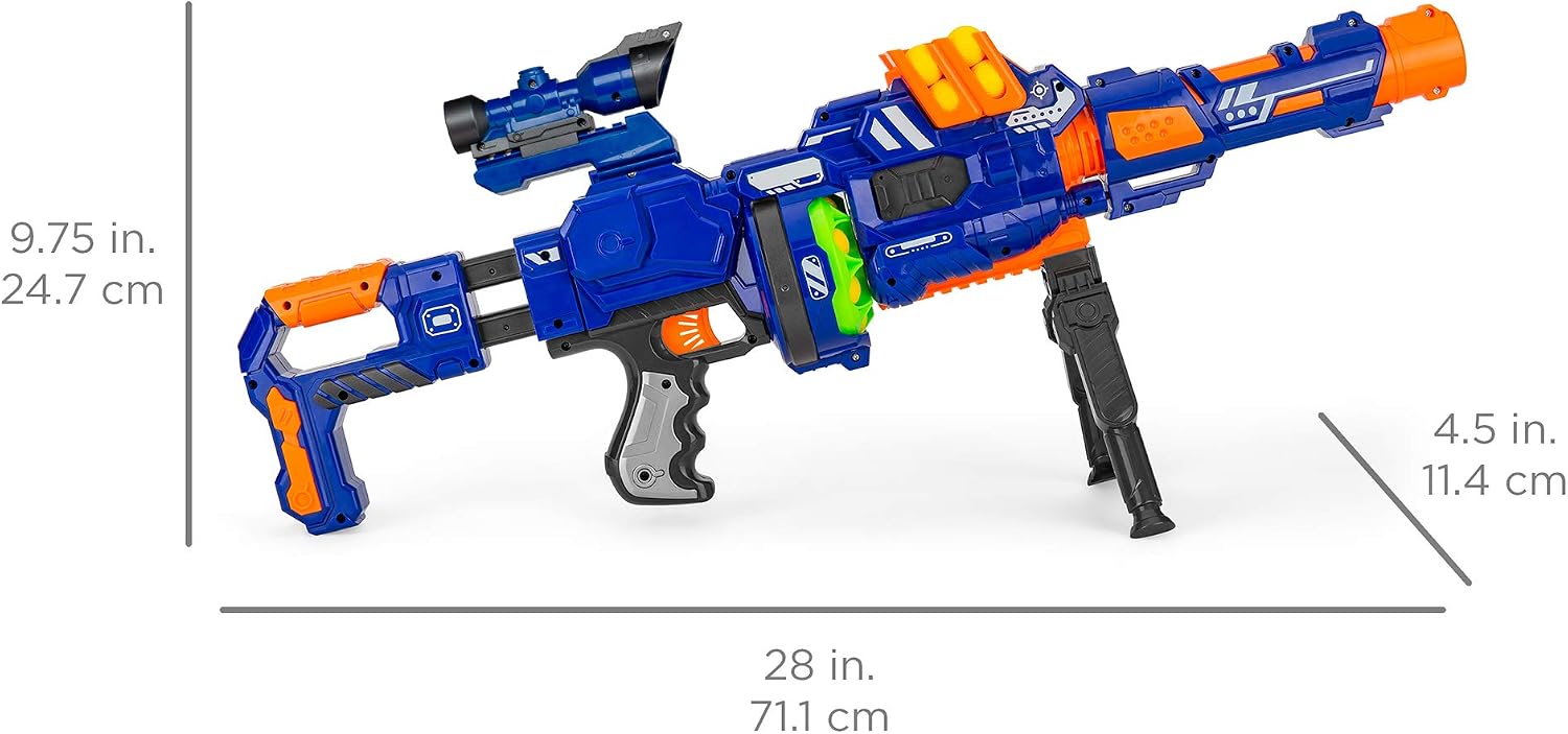 Best Choice Products Electric Customizable Soft Foam Ball Long-Distance Blaster Toy w/Barrel Extension, 12 Foam Balls, Foldable Bipod