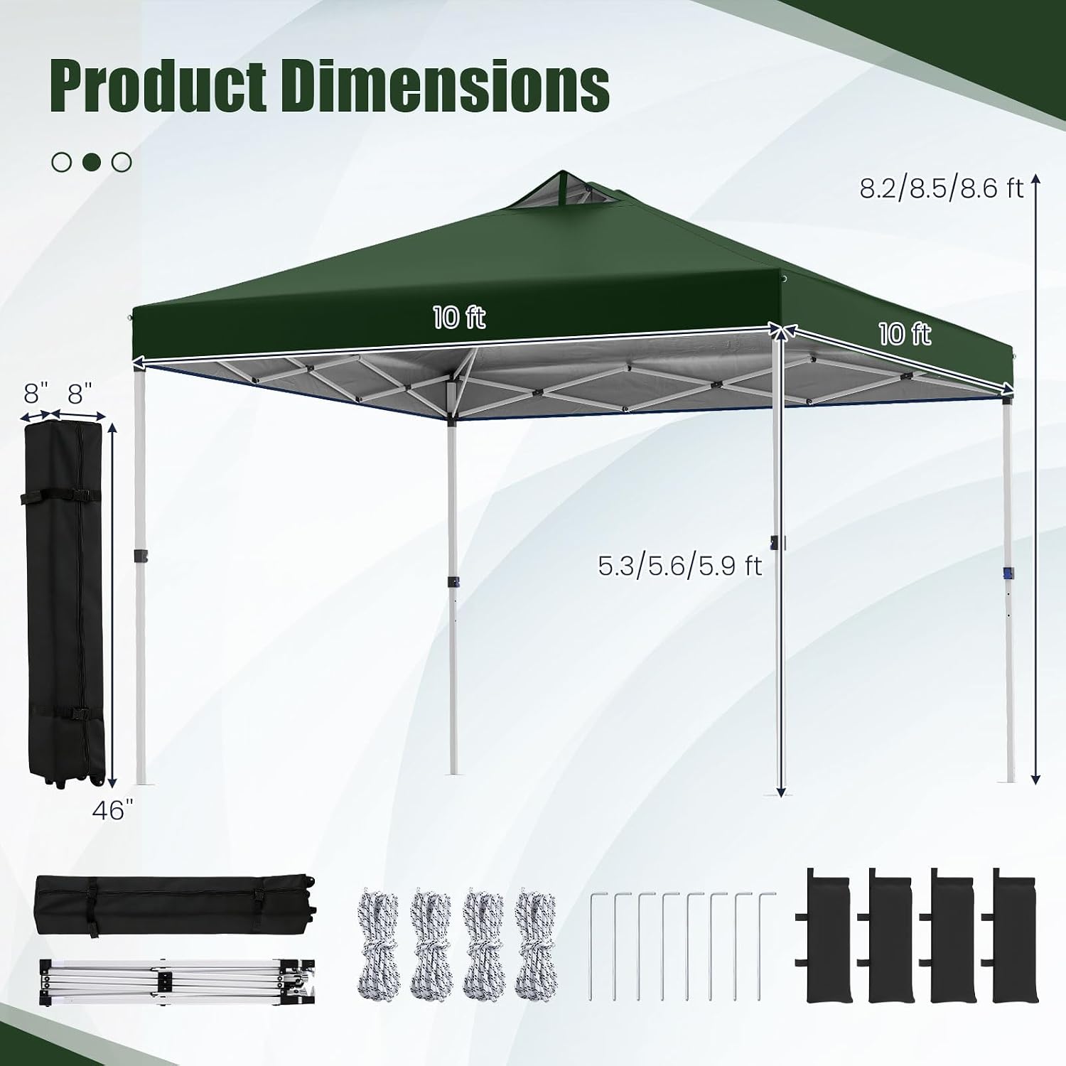 Tangkula 10 x10 Ft Pop Up Canopy with Center Lock, UPF 50+ One-Button Setup Outdoor Canopy Tent with Roller Bag, 4 Sand Bags, Heavy-Duty Steel Frame