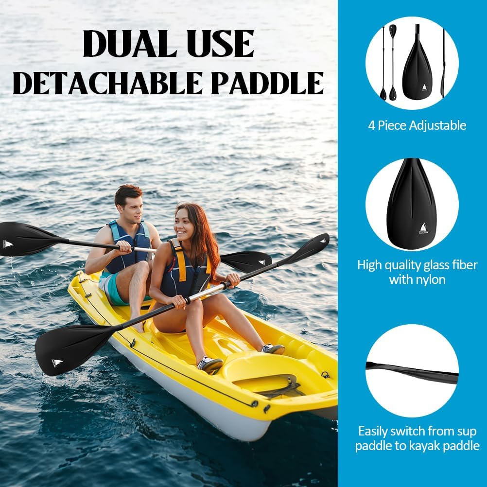 Karltion SUP Paddle - 3-Piece Adjustable Aluminium SUP Paddle with Glass Fiber Blade for Surfing, Floating, Water Sports