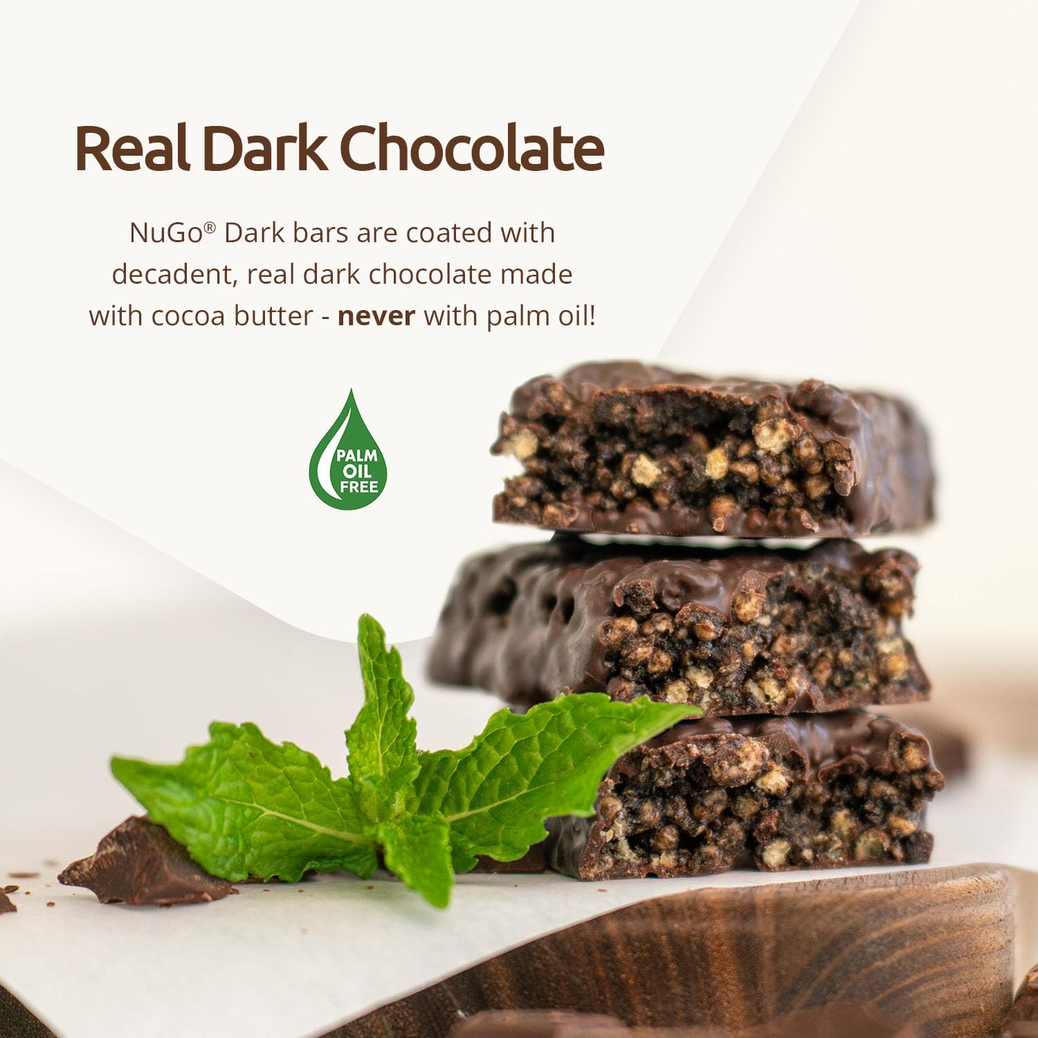 NuGo Dark, Mint Chocolate Chip, 13g Vegan Protein Bar, Gluten Free, 24 CT