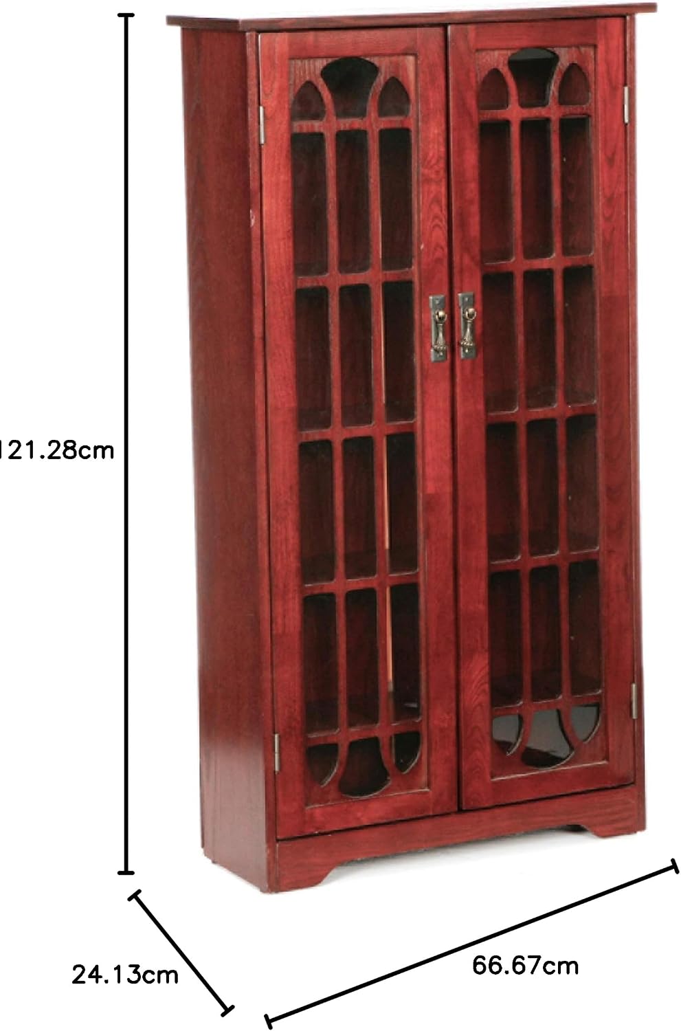 SEI Furniture - Window Pane Media Cabinet - Cherry - Transitional Design, Brown Glass and Wood - Ideal for Home Office, Living Room (MS1073)
