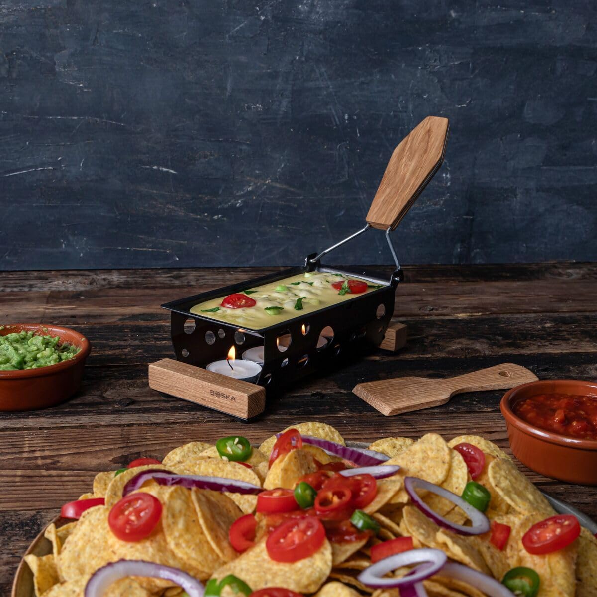 Boska Raclette Grilling Set - Partyclette to Go Set - Suitable for Cheese, Meat, Fish, and Vegetables - Portable Non-Stick - Dishwasher Safe Wedding Registry Items