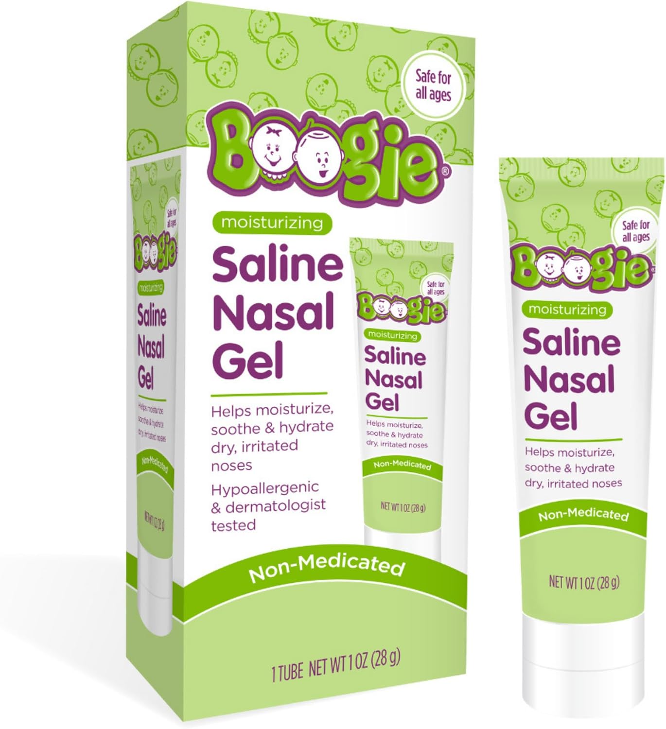 Boogie Moisturizing Saline Nasal Gel for Babies & Kids - 1 oz (3 Pack) | Fragrance Free - Drug-Free Formula - Made with Aloe and Natural Saline - Soothes and Hydrates Dry or Irritated Noses