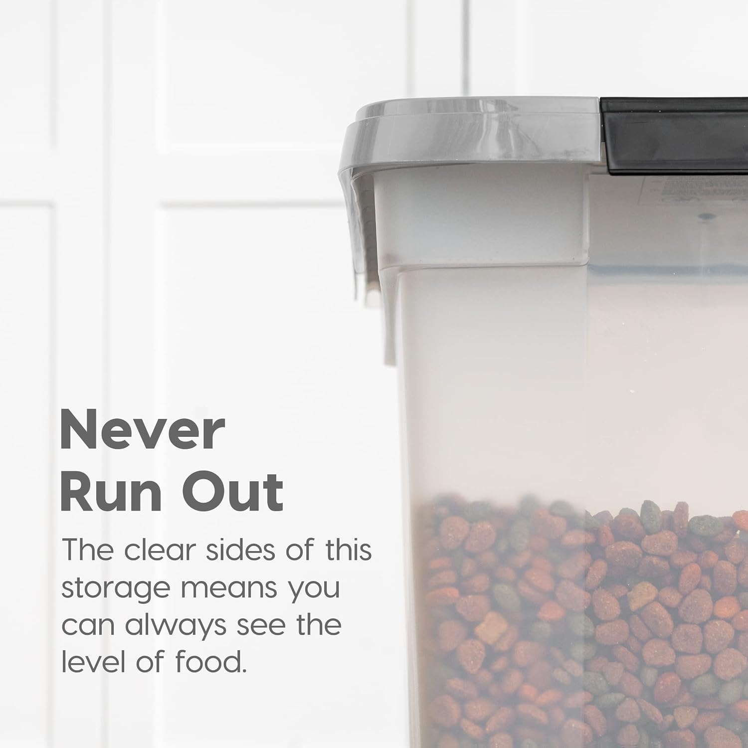 IRIS USA Dog Food Storage Container, Up to 25 lbs, Black, Made in USA | Wheels for Mobility, Airtight Seal, BPA-Free, Best for Bird Seed, Cat food, Cat Litter, Chicken Feed, Pellets