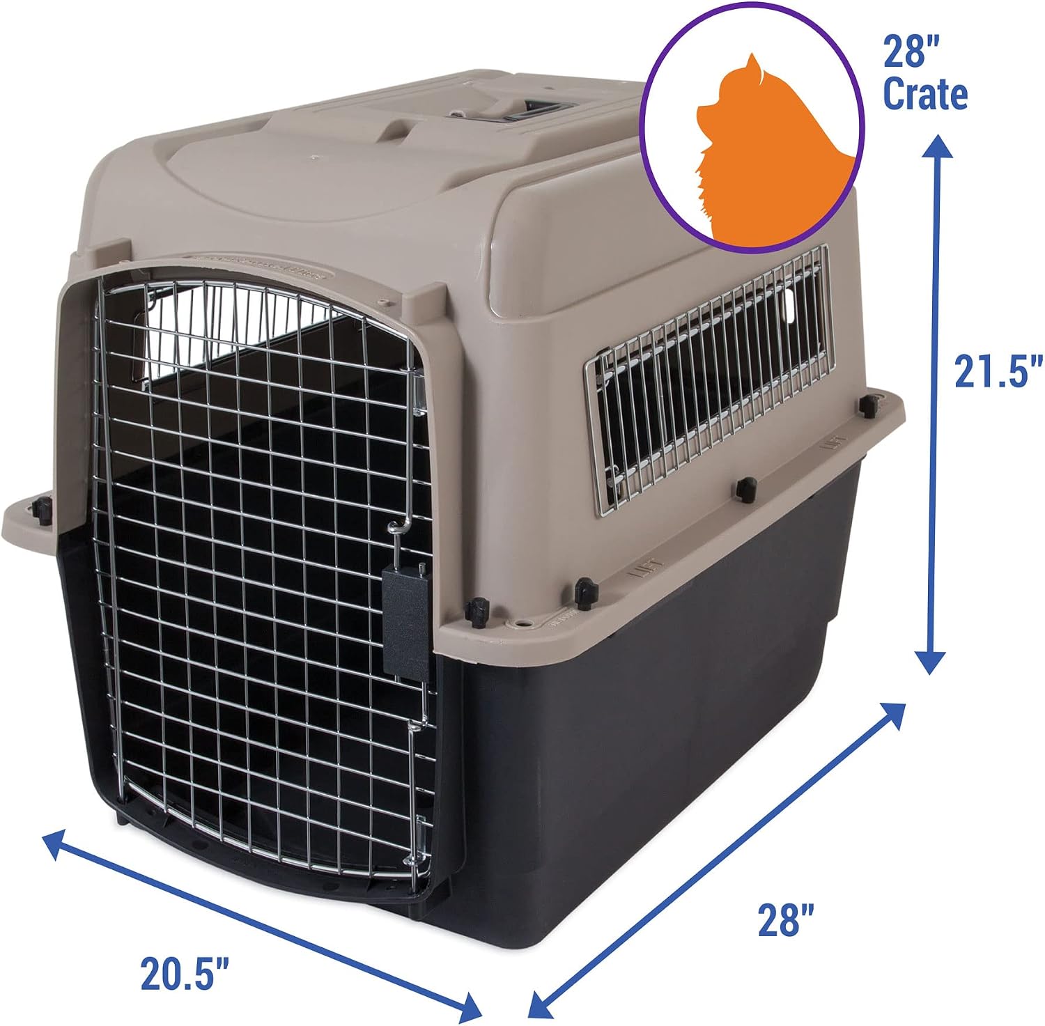 Petmate Ultra Vari Dog Kennel for Small to Medium Dogs (Durable, Heavy Duty Dog Travel Crate, Made with Recycled Materials, 28 in. Long) 25 to 30 lbs
