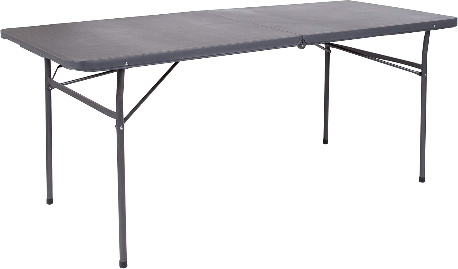 Flash Furniture 5-Foot Bi-Fold Granite White Plastic Folding Table | Lightweight, Easy Storage, Commercial Grade, Carrying Handle
