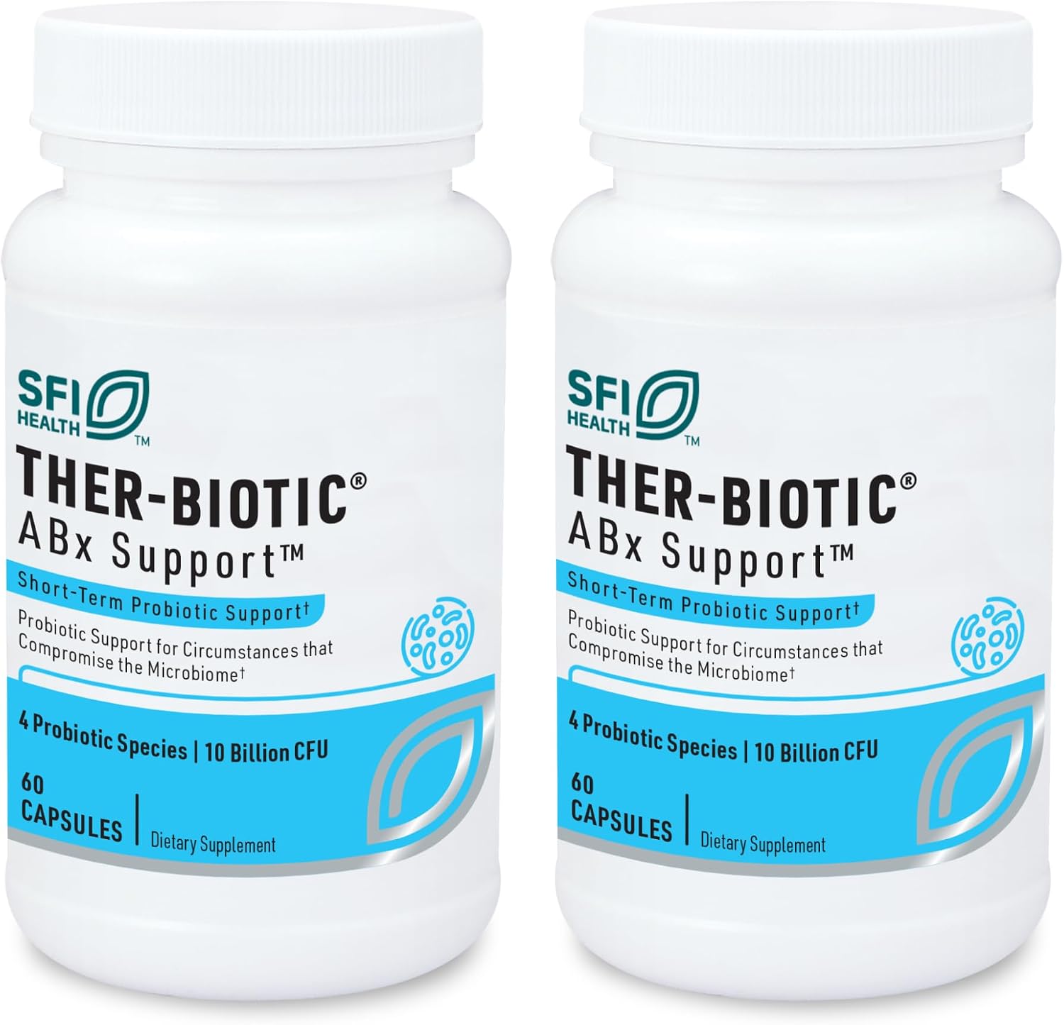 Klaire Labs SFI Health ABX Support Probiotic - 10 Billion CFU Supplement for Support During Antibiotic Therapy, Hypoallergenic & Non-Dairy (28 Capsules) | 10 Billion CFU Supplement for Support During Antibiotic Therapy, Hypoallergenic & Non-Dairy