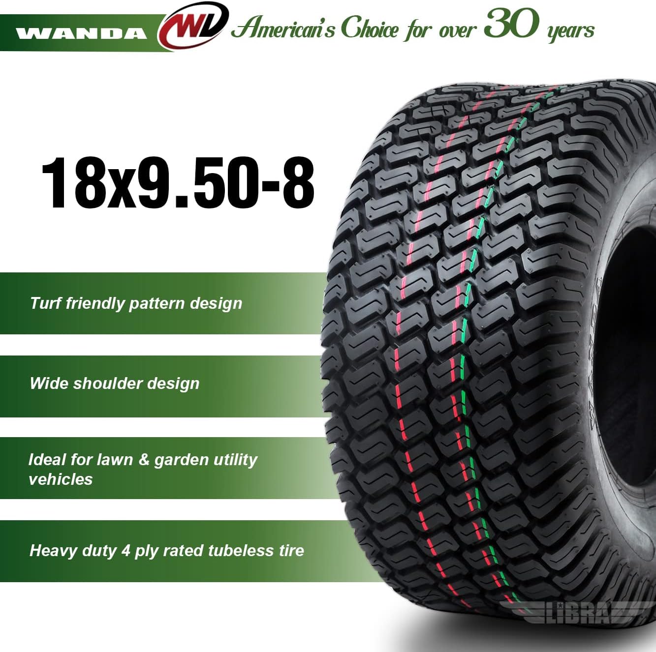 WANDA Set 2 15x6-6 15x6.00-6 Lawn Mower Tractor Turf Tires15x6x6 P332-13016 | Riding Lawn Mover, Garden Tractor