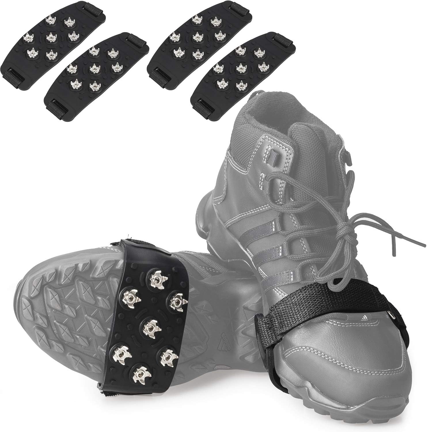 FANBX F Crampon Traction Cleats Anti-Skid Traction Grips Crampons Spikes 7 Point Cleats for Footwear for Walking, Jogging, Hiking, Mountaineering Ice Snow Grips