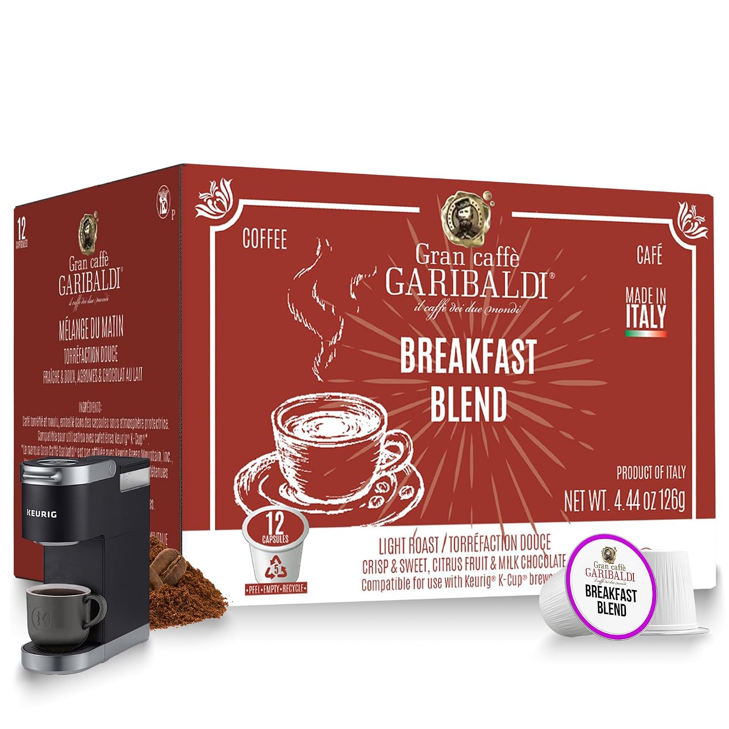 Caffè Garibaldi Colombian Coffee Pods for Keurig K-Cup Brewers, 12 Count
