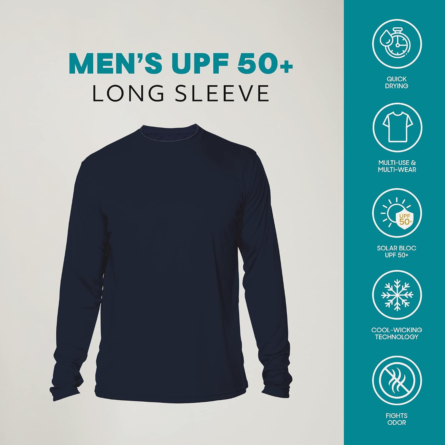 Vapor Apparel Men's Outdoor UPF 50+ Long Sleeve T-Shirt, UV Sun Protection for Fishing, Running, Hiking, Swimming