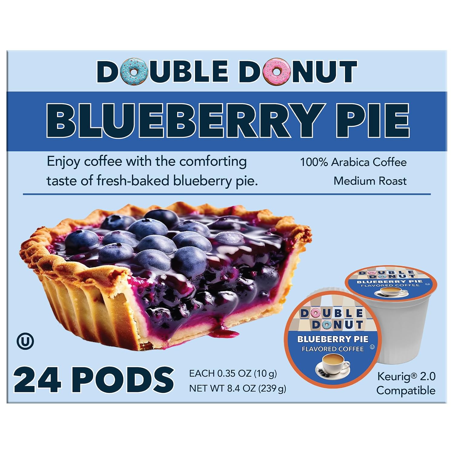 Double Donut Coffee Breakfast Blend Coffee Pods, Light Roast Coffee in Recyclable Single-Serve Pods for Keurig K Cups Brewer Machines, 80 Count Bulk Pack, original version