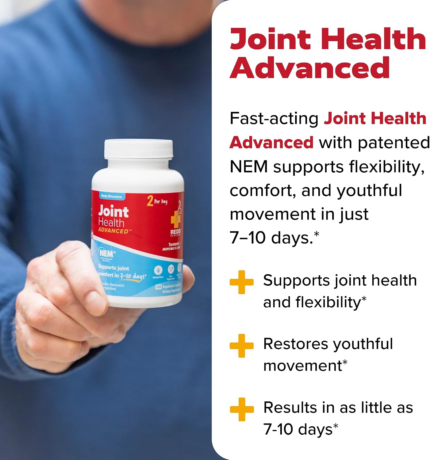 Redd Remedies, Joint Health Advanced, Helps Strengthen Connective Tissue and Cartilage, Fast-Acting Comfort with Boswellia Serrata and Turmeric, 60 Vegetarian Capsules