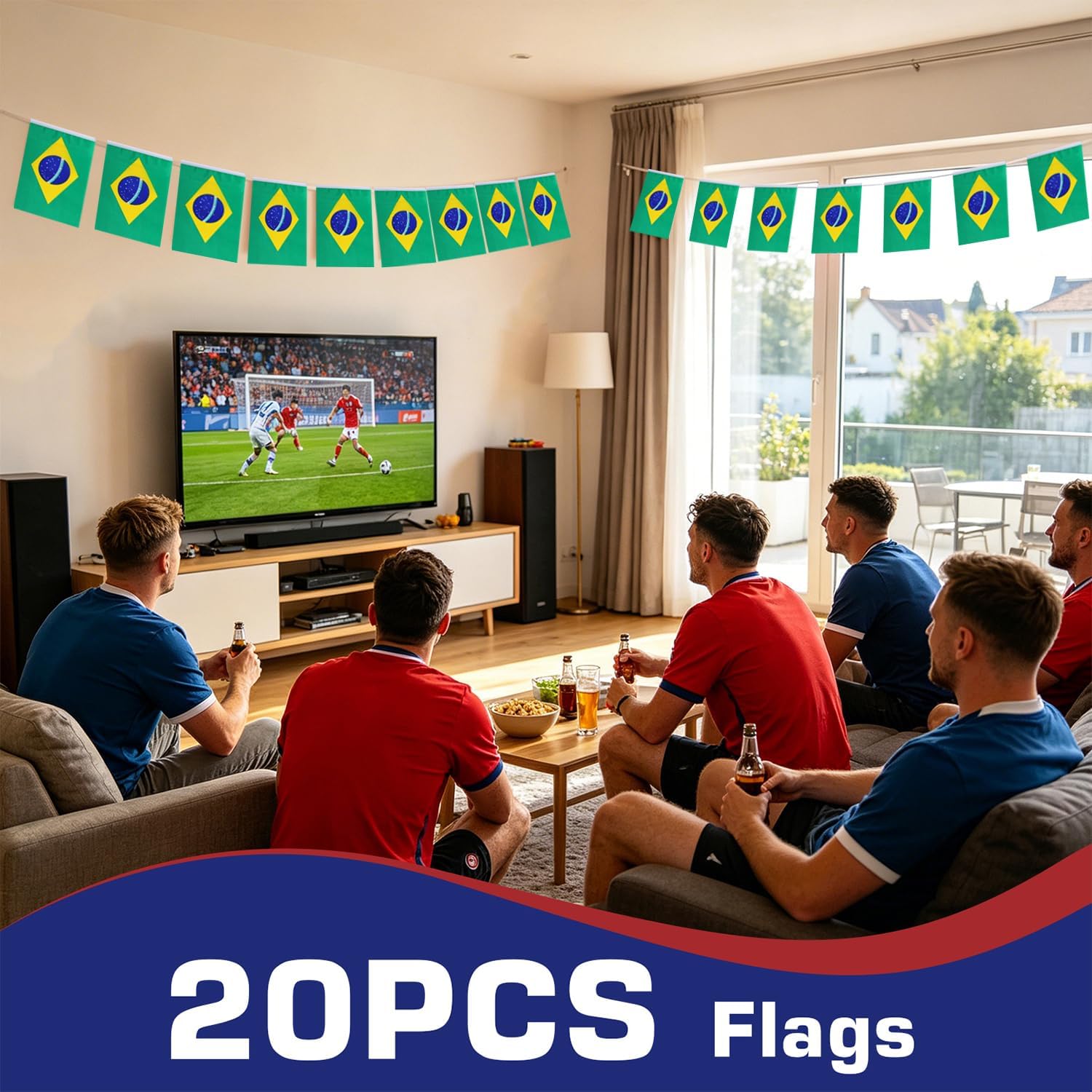 Nicaragua String Flags Banner Mini Small Nicaraguans Flag Bunting Patriotic Hanging Decor,National Holiday, Sports Game, Fiesta & Themed Party,18 Feet 20 Flags