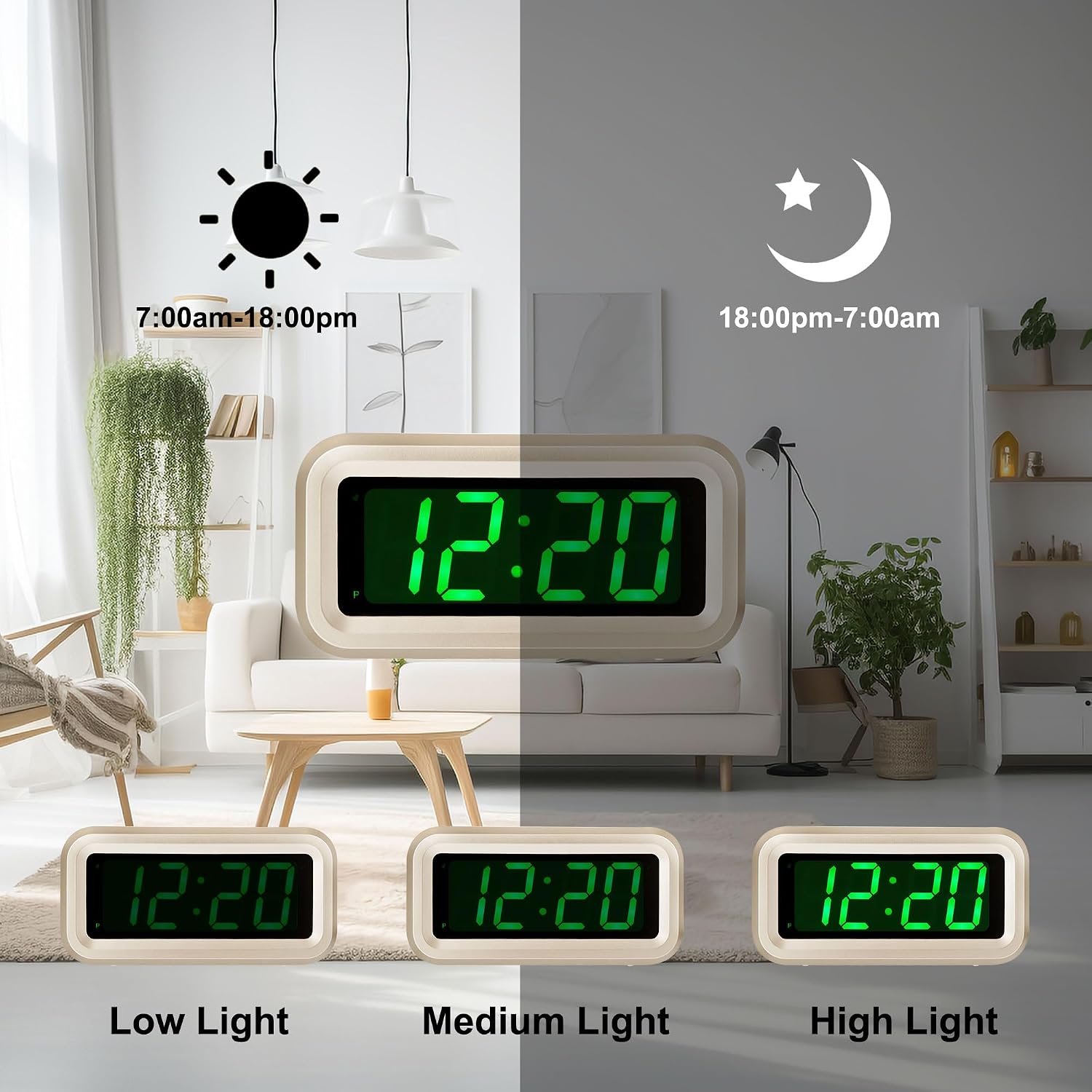 Digital Alarm Clock Battery Operated with LED Display for Bedrooms, Long Battery Life for 12 Months, 3 Brightness Adjustable, 12/24 Hour, Snooze, Black Case with Red Digits