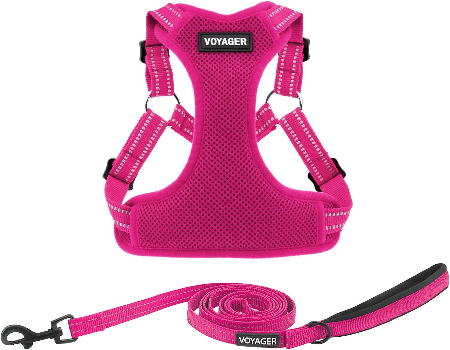 Voyager Step-in Flex Adjustable Dog Harness - Black, Medium | 17 - 21" in Chest, Fully Adjustable, Reflective Bands, All Weather Breathable Air Mesh, Lightweight, Fast Drying