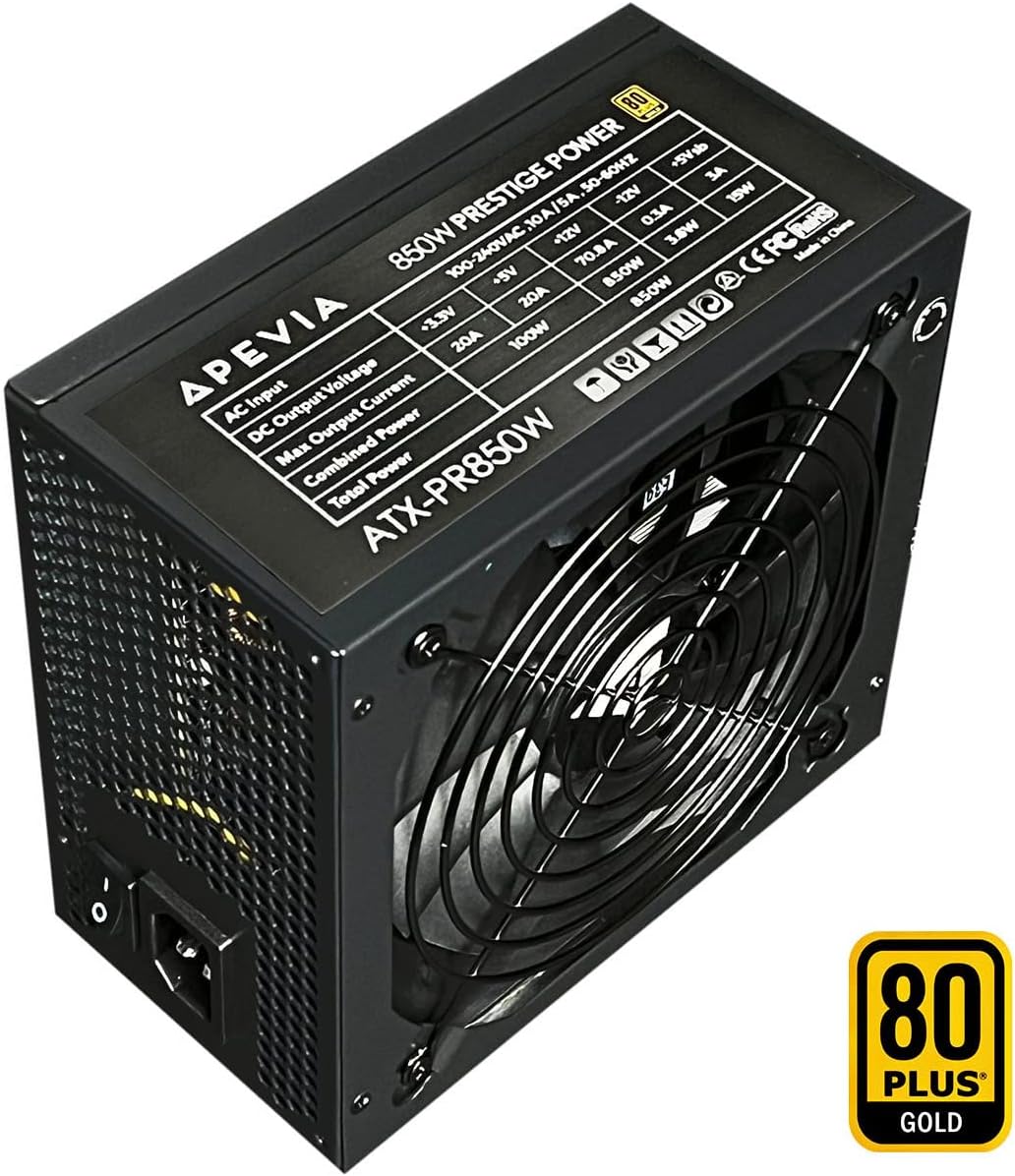 Apevia ATX-PR800W Prestige 800W 80+ Gold Certified, RoHS Compliance, Active PFC ATX Gaming Power Supply