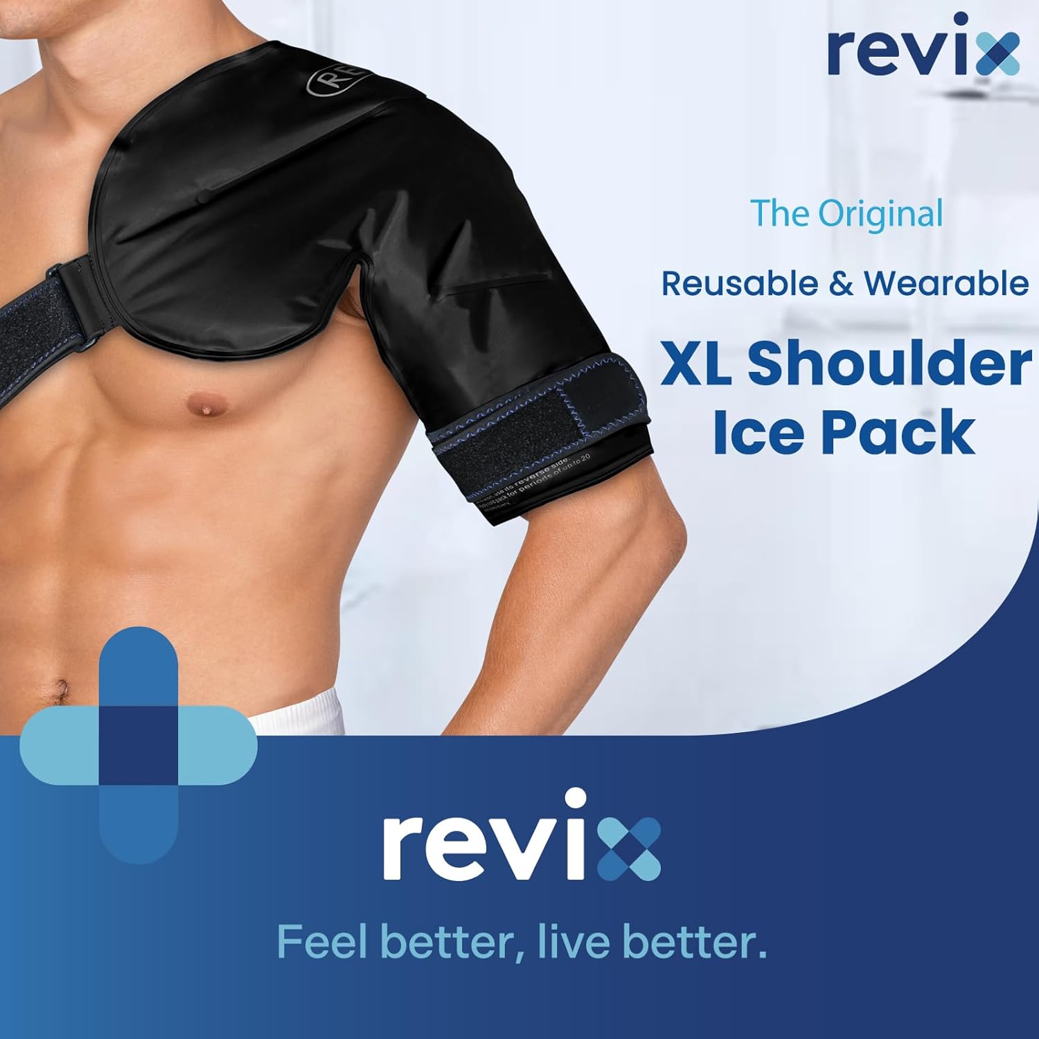 REVIX Shoulder Ice Pack Wrap for Rotator Cuff, Reusable Gel Cold Pack