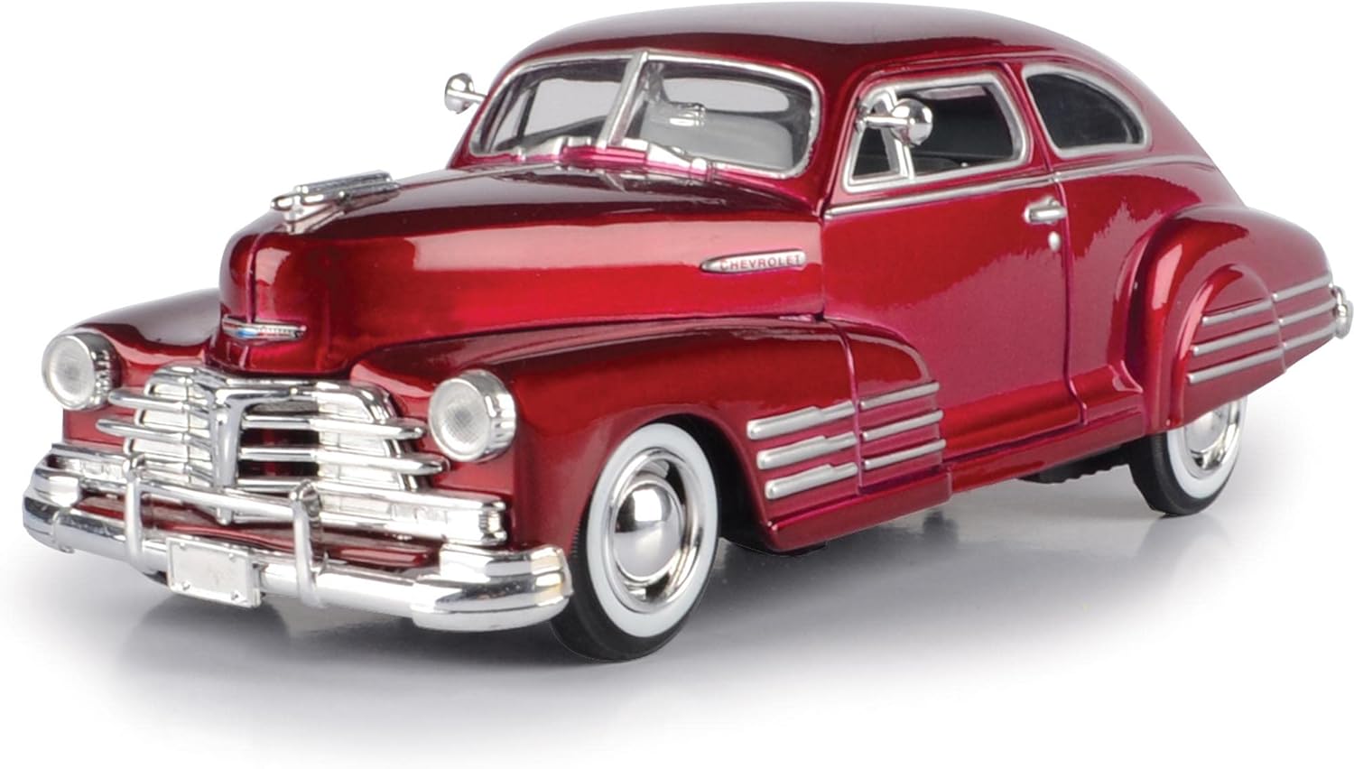 1948 Chevy Aerosedan Fleetline, Red - Motormax Premium American 73266-1/24 Scale Diecast Model Car, Unisex-Children