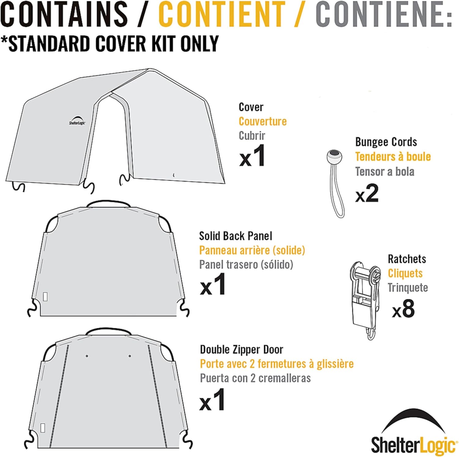 ShelterLogic Replacement Cover Kit Only No Frame-12x20x8 Peak 805119 for Models 62691,62791,62678 (14.5oz Gray)