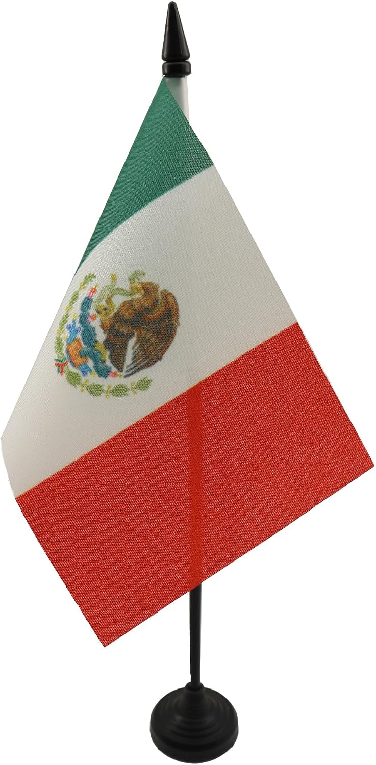 AZ FLAG Nicaragua Table Flag 4x6 in 100D Polyester Plastic Base | Indoor use Nicaraguan 15x10 cm desk flag stitched finish with reinforced edges with plastic pole