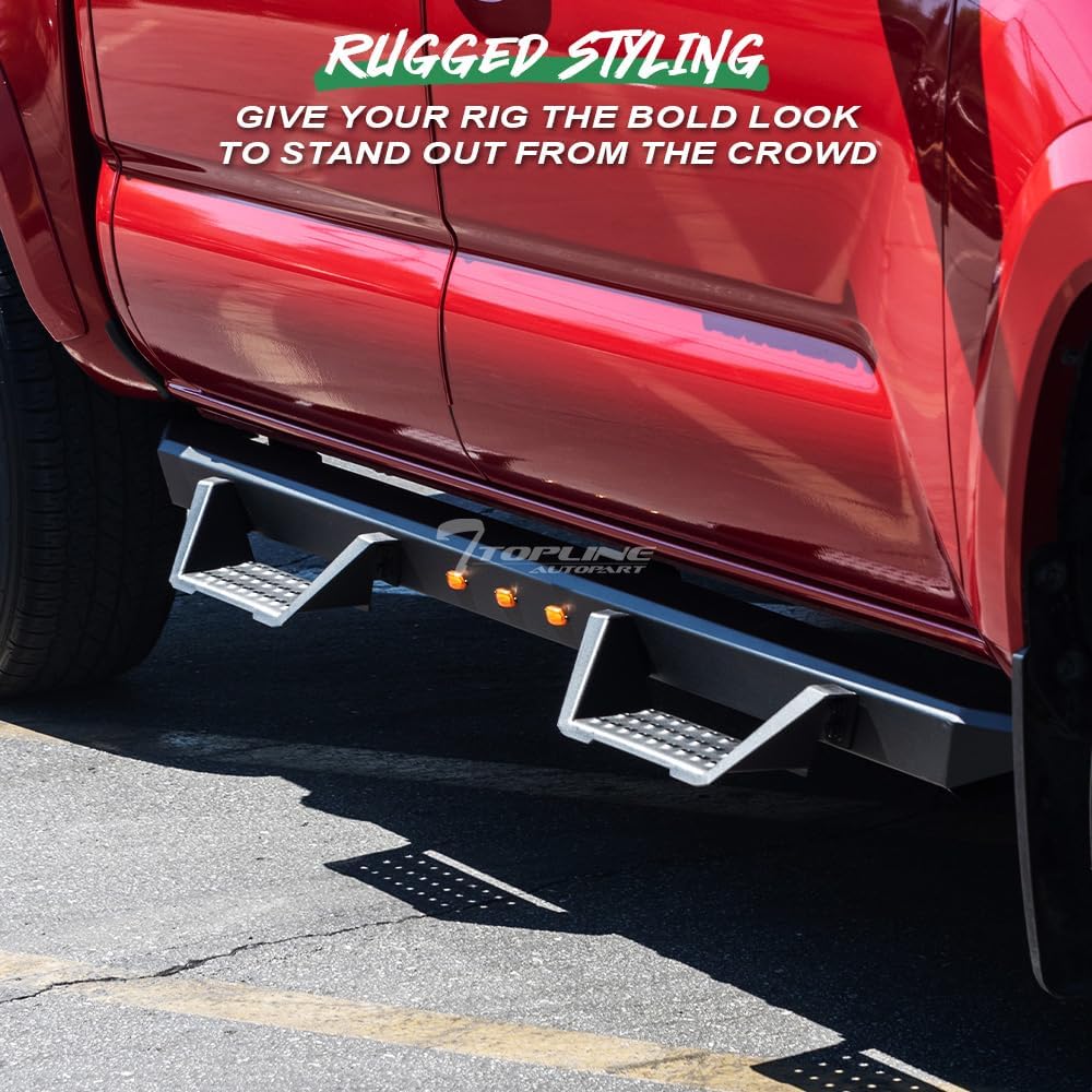 7422446042025 Compatible with 2022-2024 Toyota Tundra Double (Extended) Cab Matte Black Steel Modular LED Drop Step Side Nerf Bars