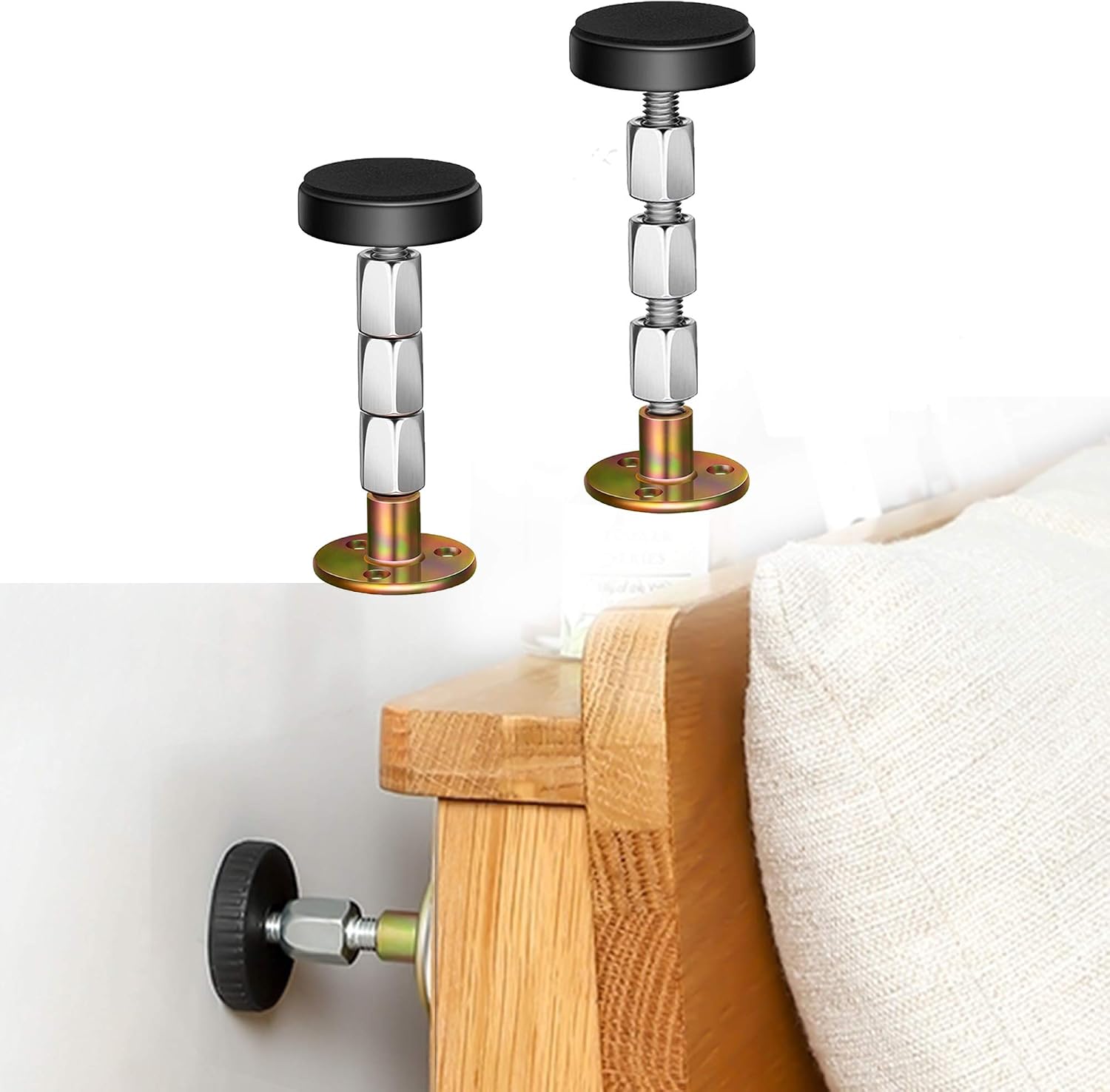 Krisler Adjustable Headboard Stoppers, 30-112mm, 2Pcs