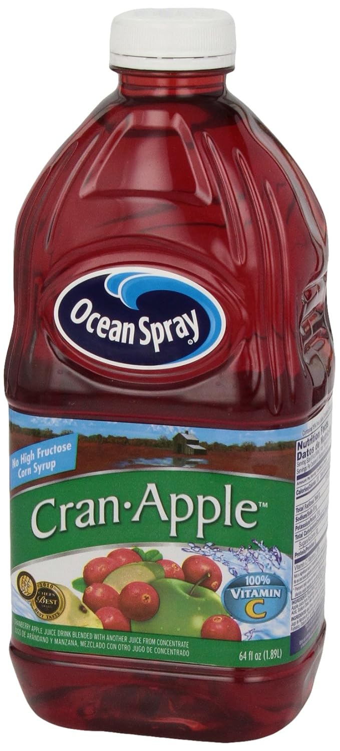 Ocean Spray® Cran-Apple™ Juice Drink, 64 Ounce Bottle, 8 Count | Ocean Spray® Cran-Apple™ Juice Drink, Made with Real Fruit Juice, 64 Fluid Ounce Bottle
