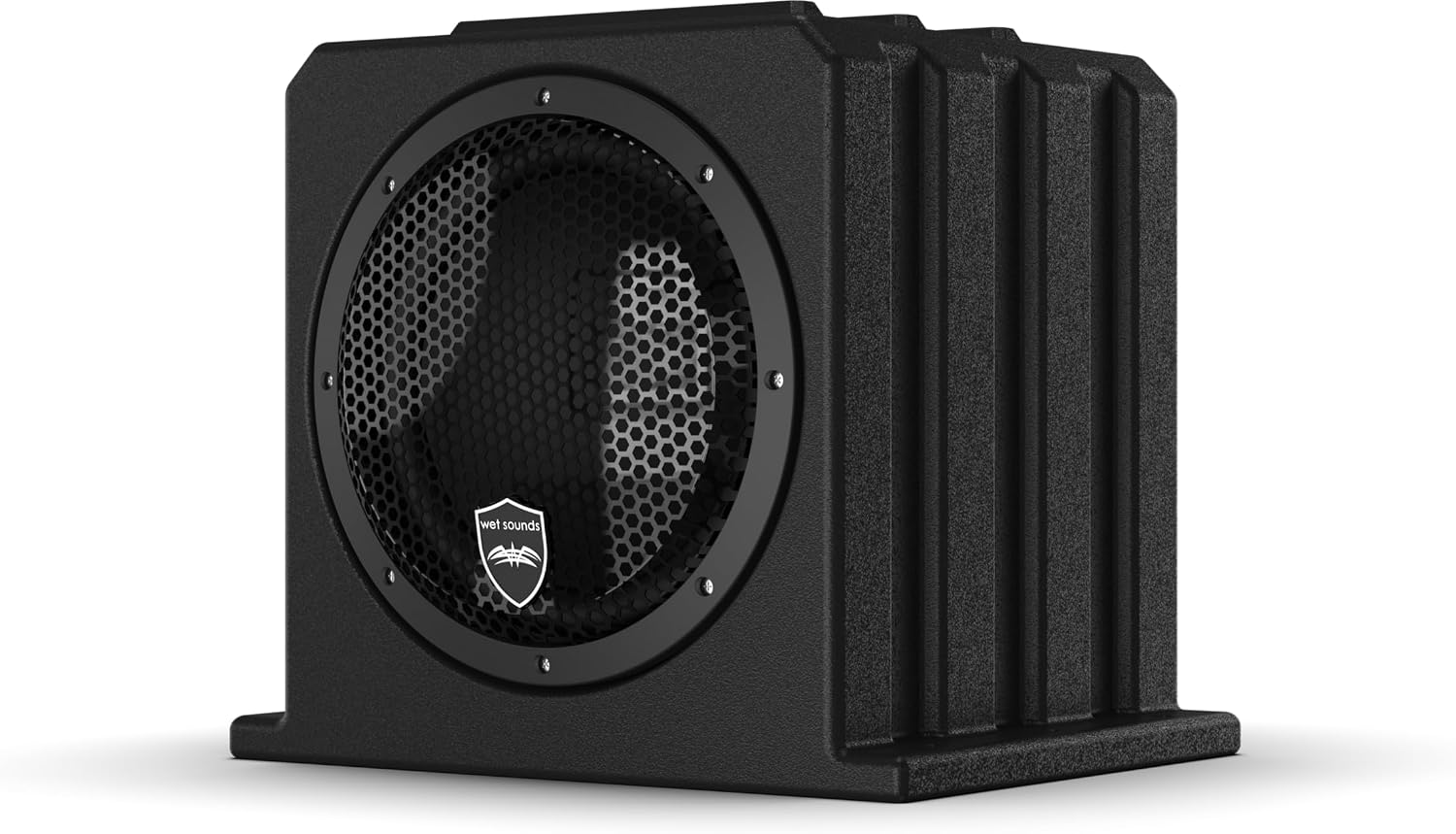 Wet Sounds | Stealth AS-10 | High Efficiency, 10" Active Marine Powered Subwoofer with Built-in 500 Watt Amp | Remote Level Control Included (Black)