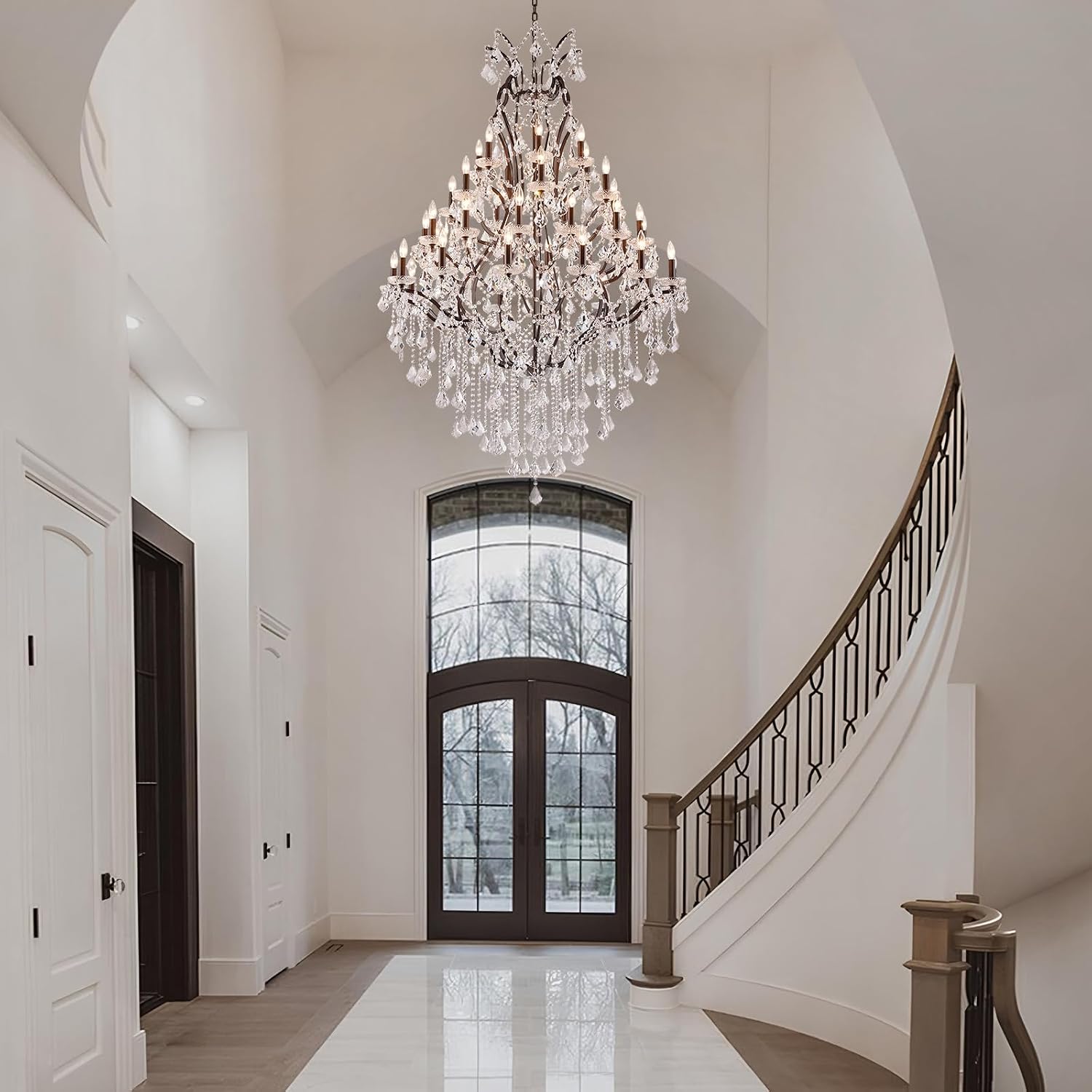42 Lights Large Crystal Chandeliers for High Ceilings Maria Theresa Chandelier Light Fixture Heavy Vintage Chandelier for Foyer Hallway Entryway