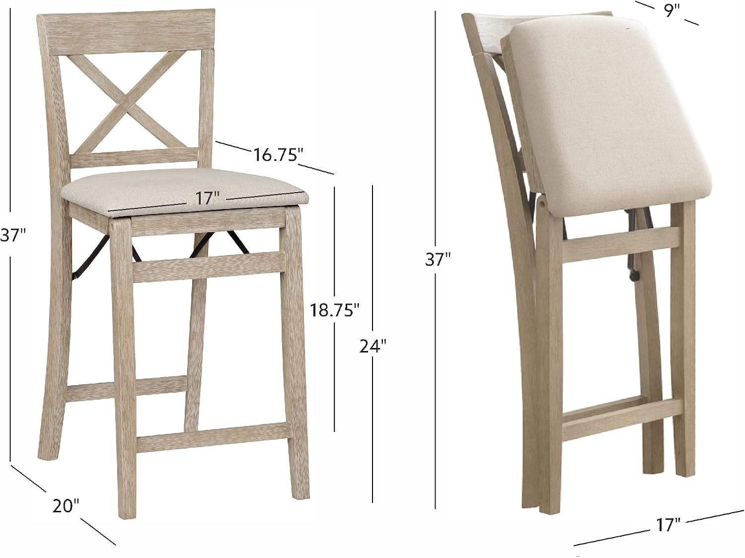 Linon Triena X Back Folding Counter Stool, Brown