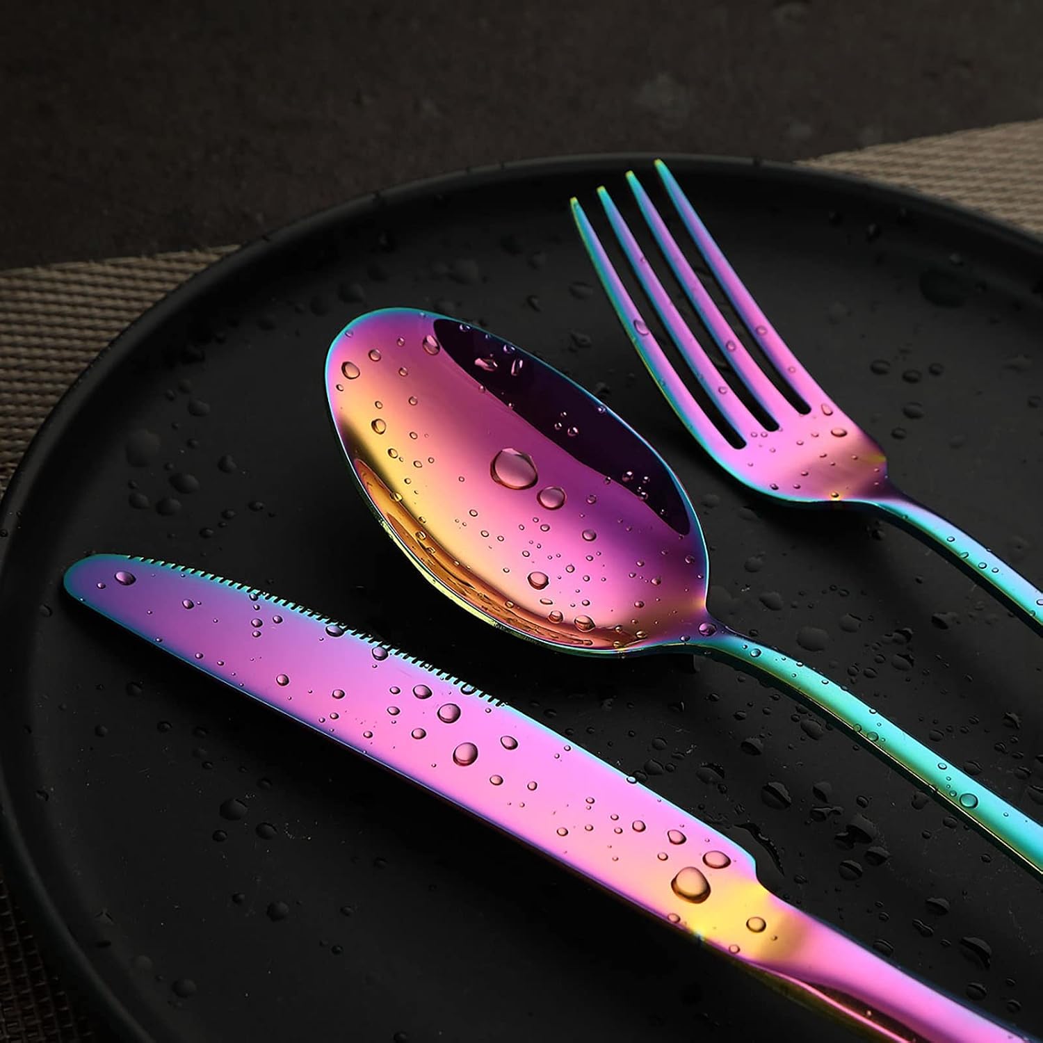 VANDBAO Rainbow Flatware Cutlery Silverware Set 20 Pieces, Stainless Steel Colorful Utensils, Tableware Set Service for 4, Include Knife/Fork/Spoon