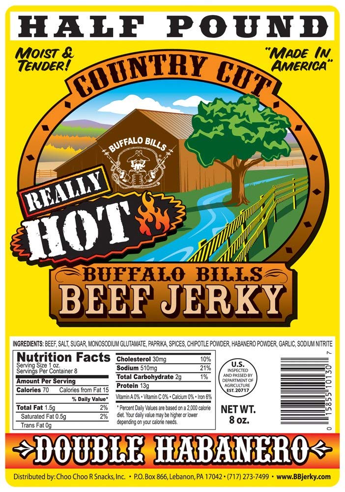 Buffalo Bills Mesquite Country Cut smoked Beef Jerky, Moist & Tender, 8 Oz | Mesquite Beef Jerky, Made In USA, High Protein, Low Carb, For Work, Trips, On-The-Go Snacking, Smoky Flavor, Hot Snacks