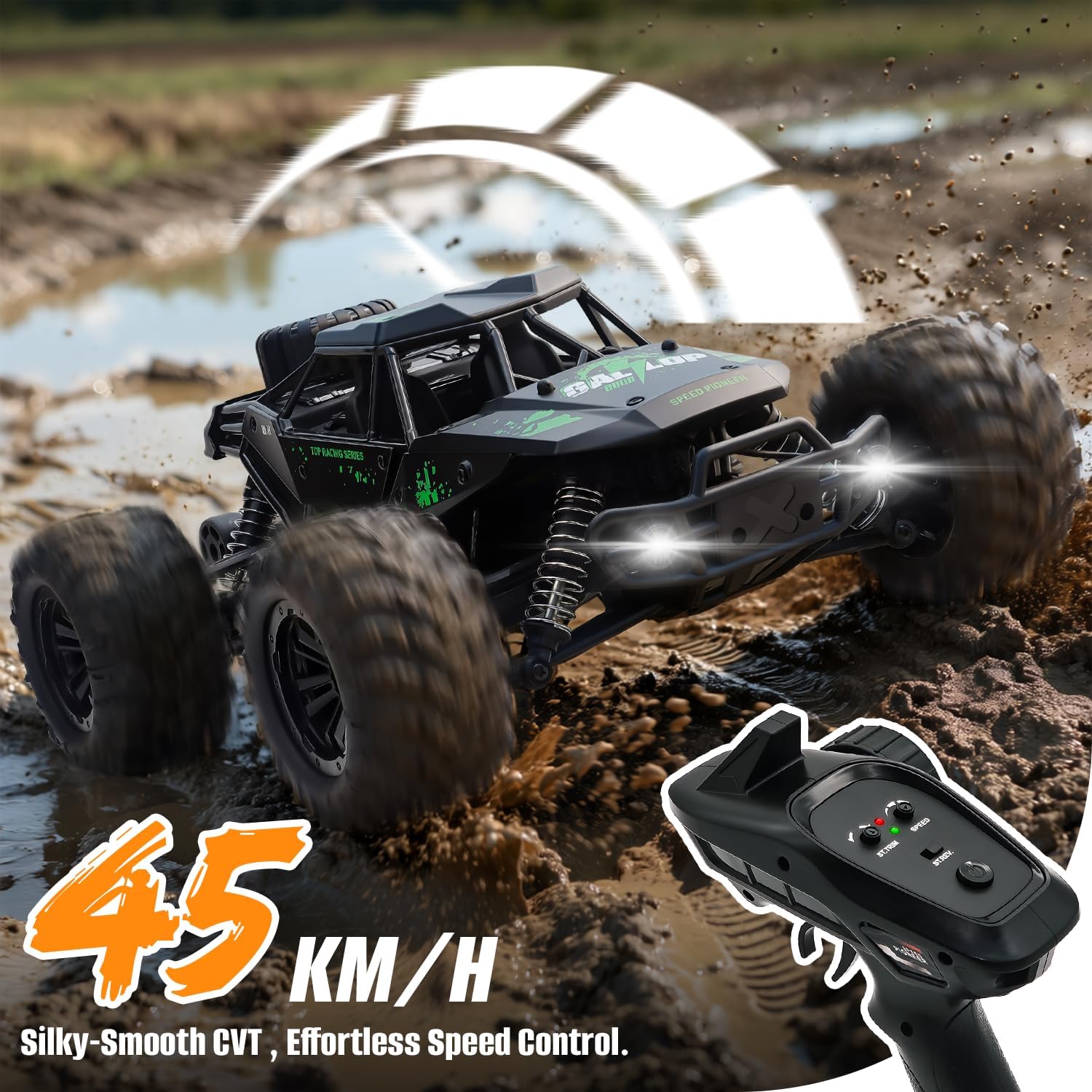 1:16 RC Cars for Adult,45km/h 4WD Off-Road Remote Control Car All-Terrain Fast RC Truck with Two 1500mAh Batteries