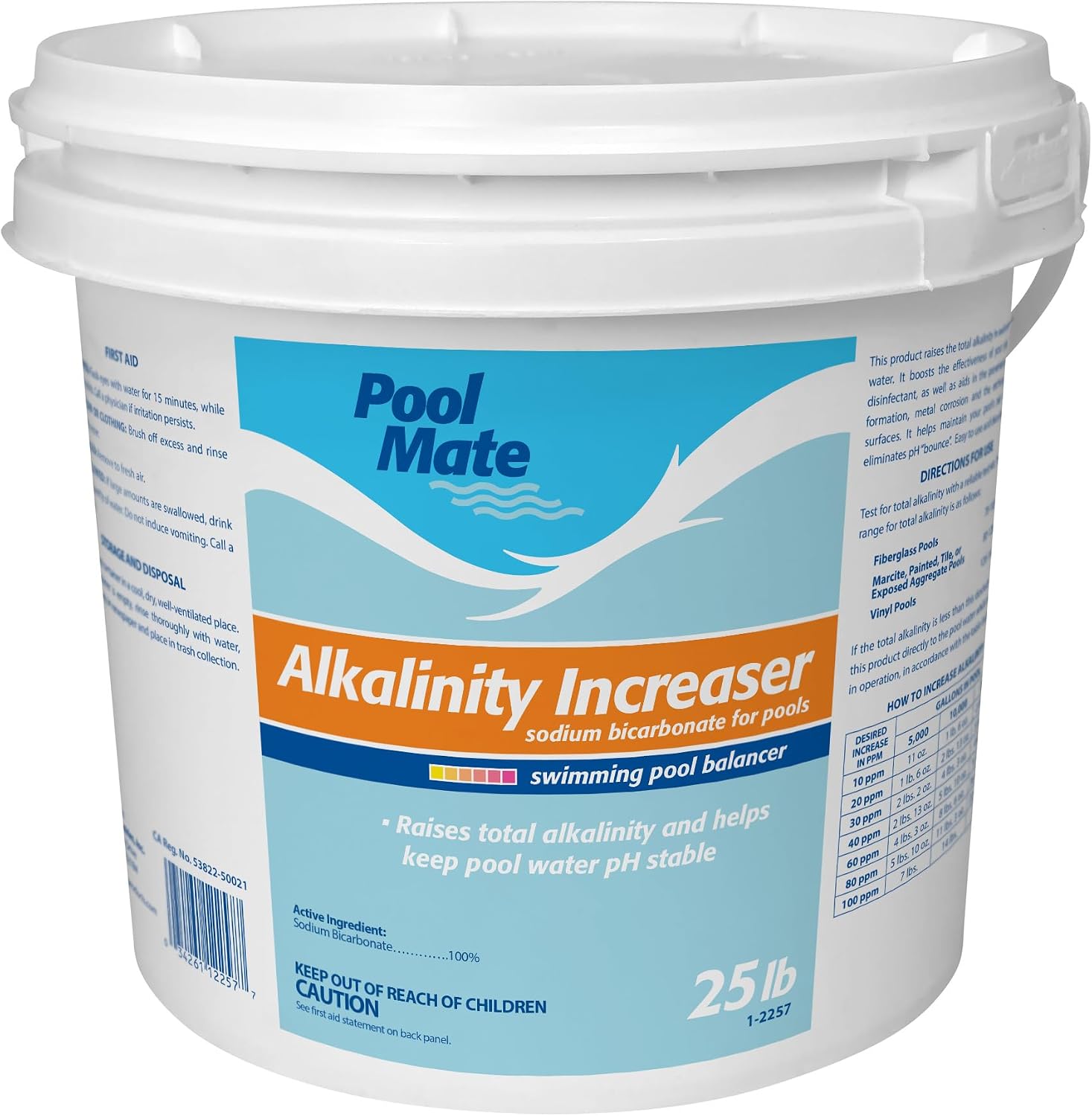 Pool Mate 10-Pounds Premium Alkalinity Increaser for Swimming Pools | 100% Sodium Bicarbonate, Alkalinity Up, Easy To Use, Works Fast, 11 ounces raises alkalinity 10 ppm per 5,000 gallons