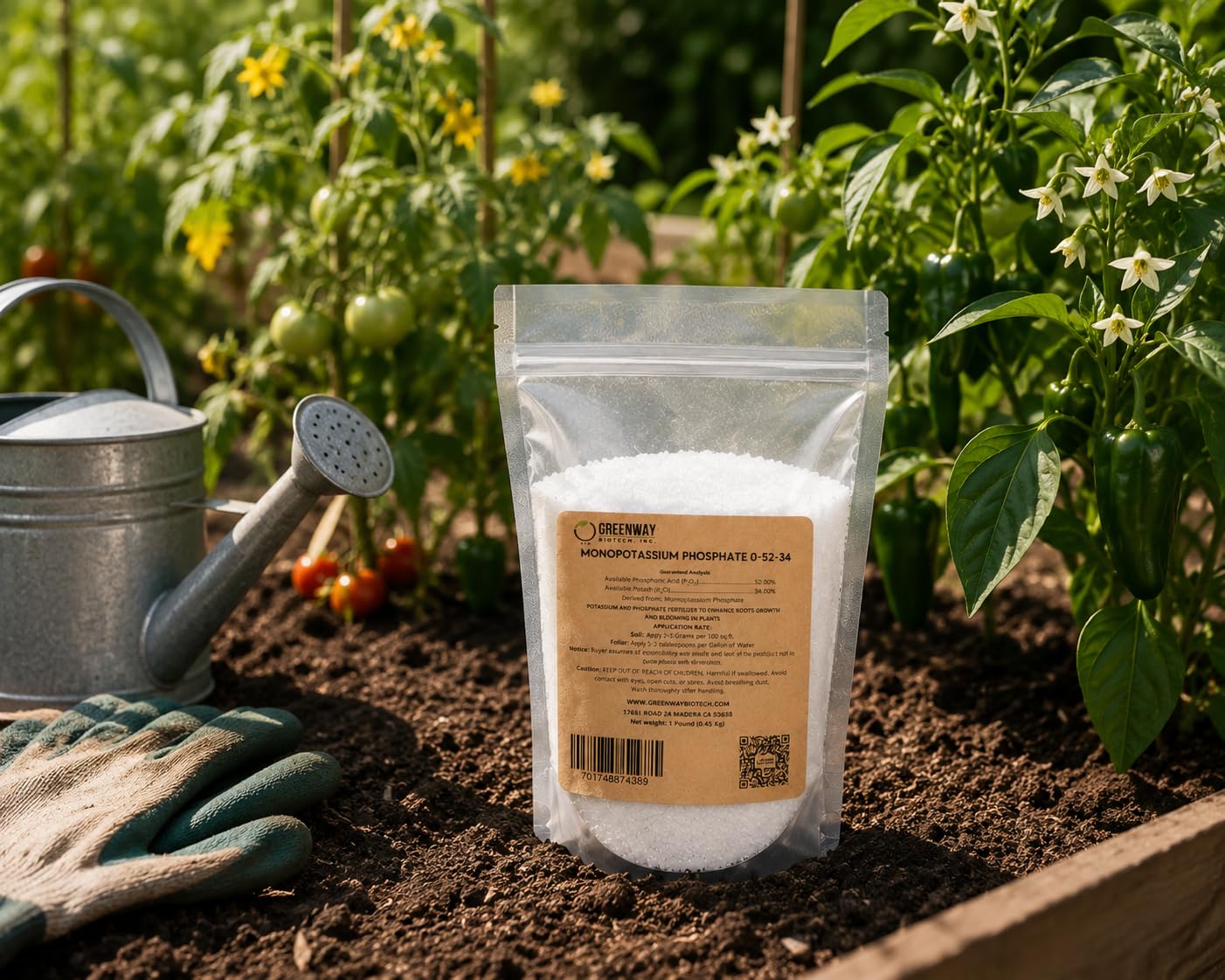 Greenway Biotech, Inc. Monopotassium Phosphate Fertilizer 0-52-34-100% Water Soluble Hydroponics for Root Strength - Increase Yield and Blooming - High Purity Plant Nutrient Formula - 2 Pounds