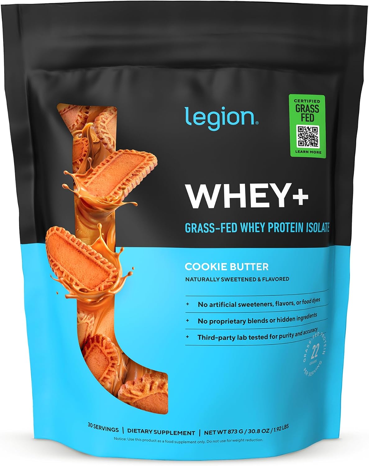 LEGION Whey+ Protein Whey Isolate from Grass Fed Cows (French Vanilla, 30 Servings) - Whey Protein Isolate Powder, Low Calorie, Non-GMO, Sugar Free, Lactose and Gluten Free, All Natural Protein Powder
