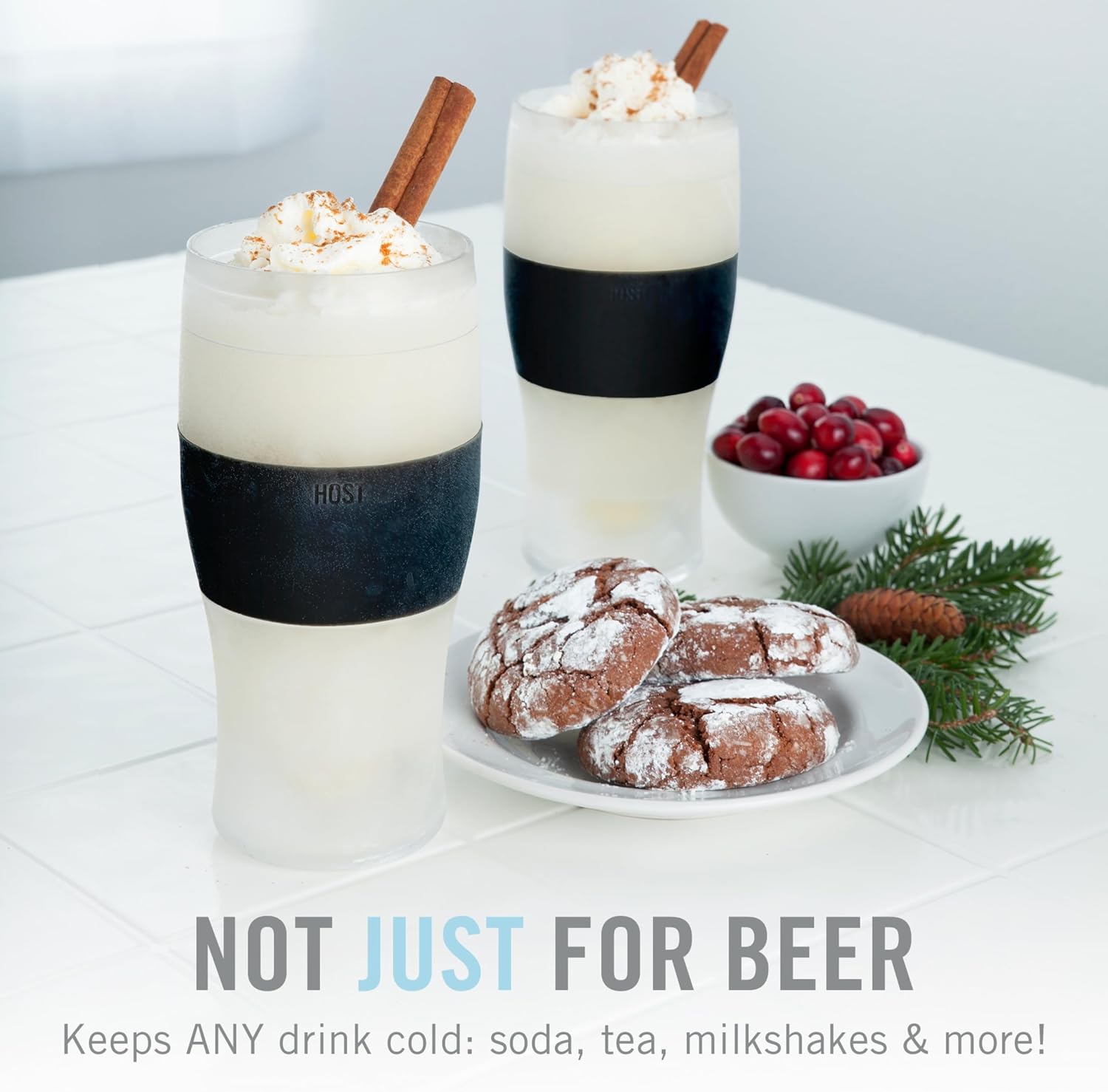 Host FREEZE Beer Glasses, Frozen Beer Mugs, Freezable Pint Glass Set, Insulated Pint Glass to Keep Your Drinks Cold, Double Walled Insulated Glasses