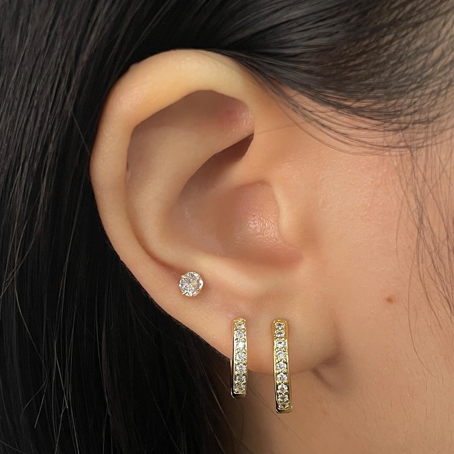 Dlihc 6 Pairs Sterling Silver Hoop and Stud Earrings Set for Women Men