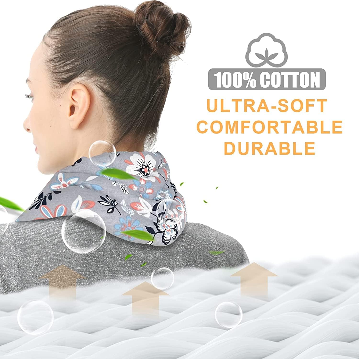 UNCN Long Wide Heating Pad for Neck and Shoulders Back 33x5.9 Microwavable Large Moist Heat Pack Warm Hot Compress Neck Wrap Weighted Bag Massage