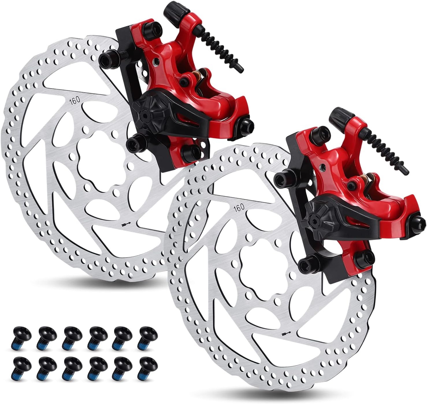 TOBWOLF MTB Cable Disc Brake Kit, Front Rear Calipers with 160mm Rotors