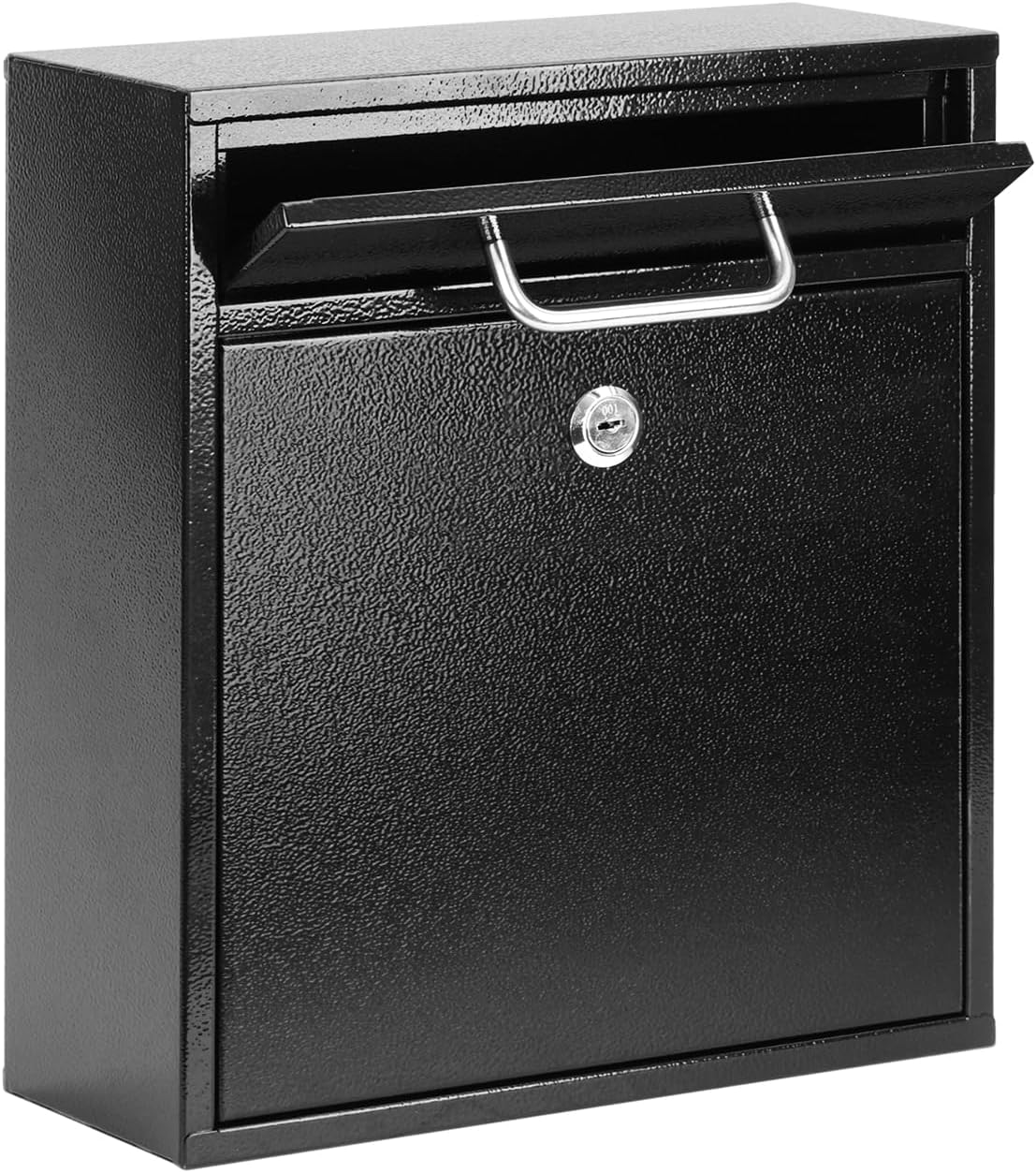 KYODOLED Steel Key Lock Mail Boxes Outdoor, Locking Wall Mount Mailbox, Security Lock Drop Box, Collection Boxes for Home, Office or Commercial,16.2H x 11.2L x 4.6W Inches, Black X Large