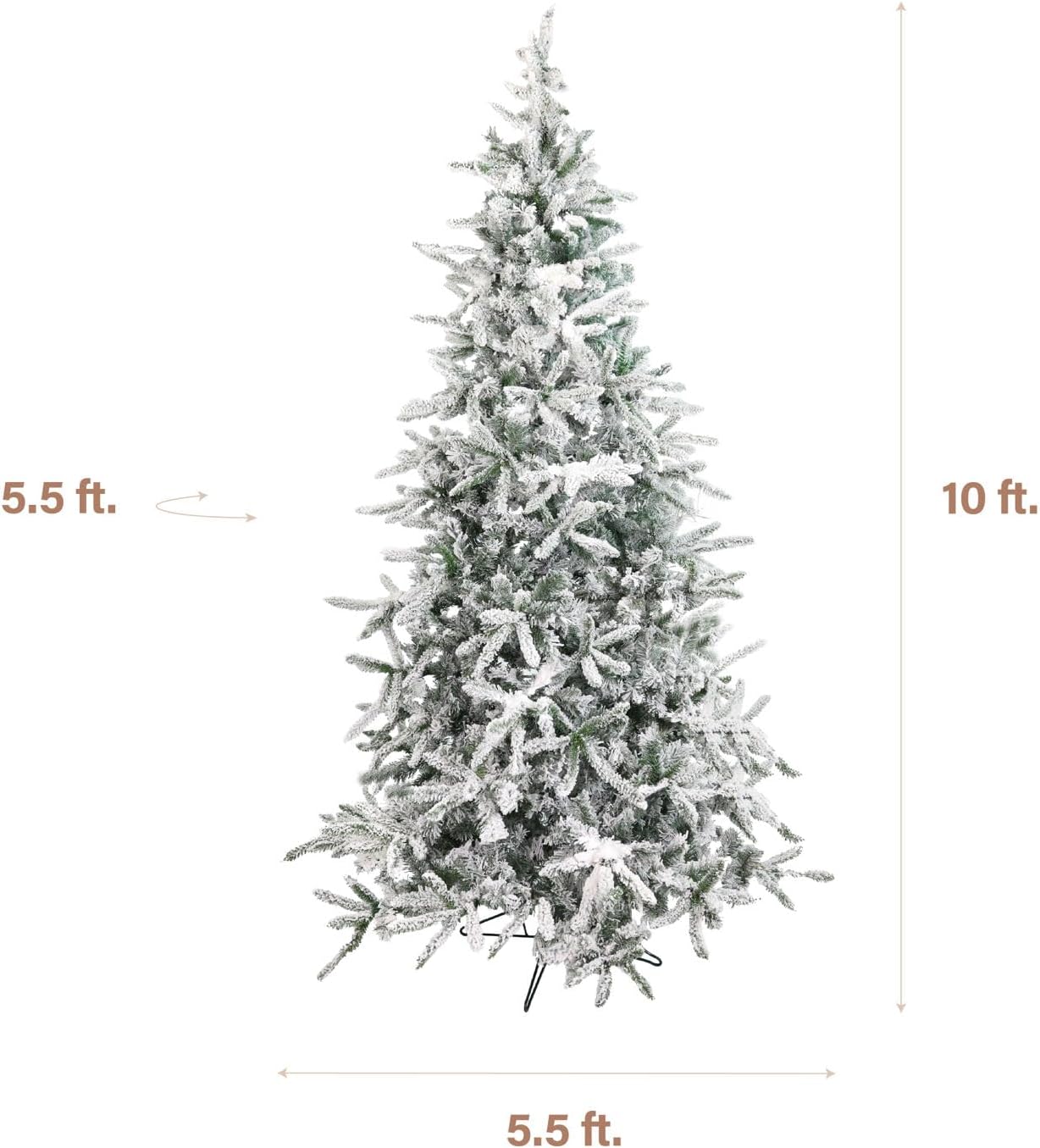Fraser Hill Farm 7.5-Ft. Mountain Pine Flocked Artificial Christmas Tree with Stand, Unlit Foldable Fake Tree with Realistic Snowy Foliage for Home Decoration