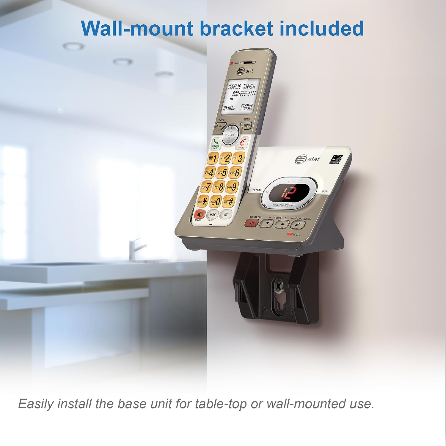 AT&T EL52213 2-Handset Cordless Phone, Light Champagne | Digital Answering System, Extra-Large Backlit Keys, Caller ID/Call Waiting, DECT 6.0, Expandable Speakerphone