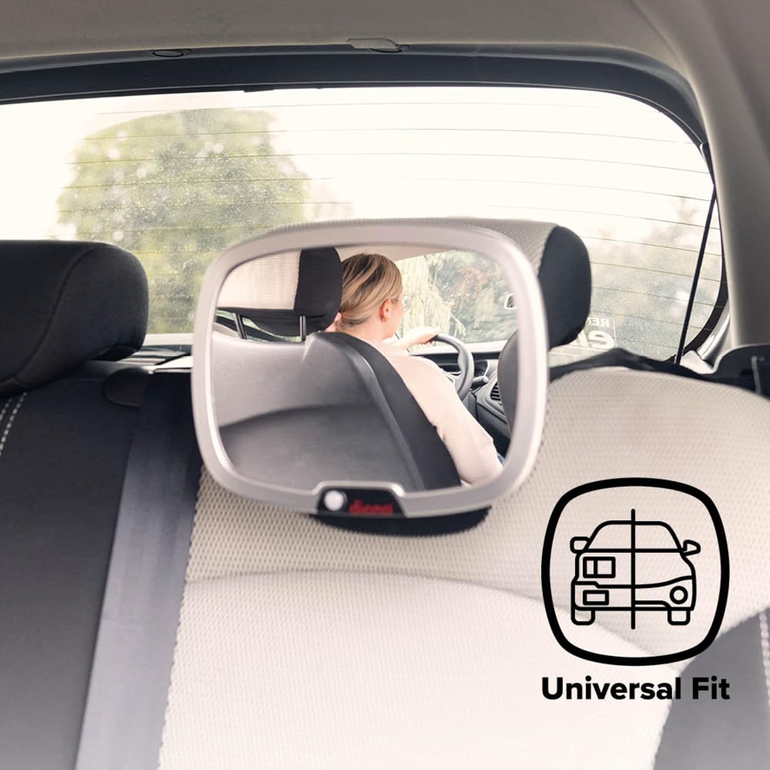 Diono Easy View Plus Baby Car Mirror with Light, Safety Car Seat Mirror for Rear Facing Infant with 360 Rotation, LED Night Light